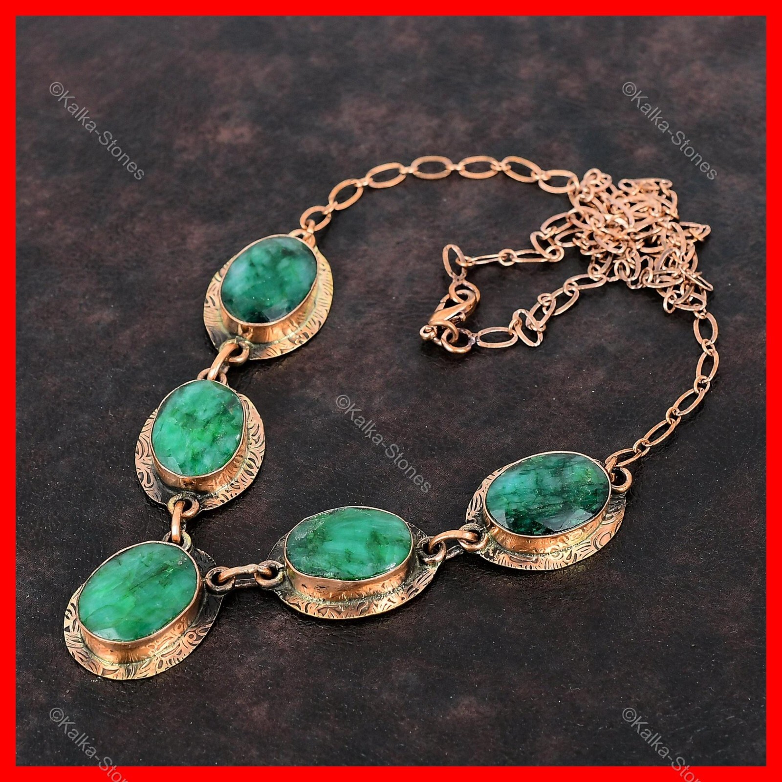 Womens day Deal Natural Zambian Emrald Trendy Ethnic Necklace Jewelry Copper