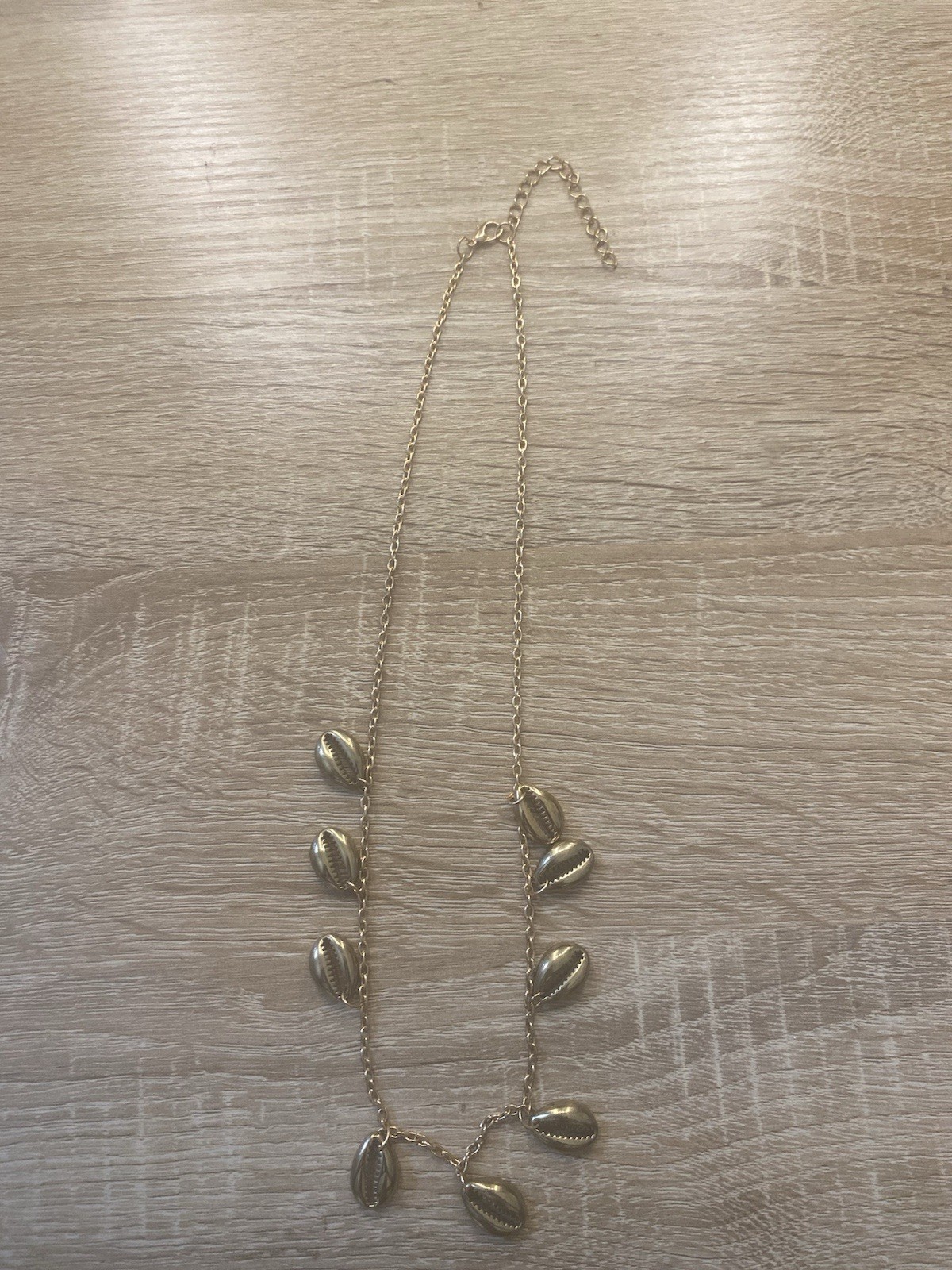Gold Tone Cowrie Sea Shell Charm Cable Chain Beach Necklace