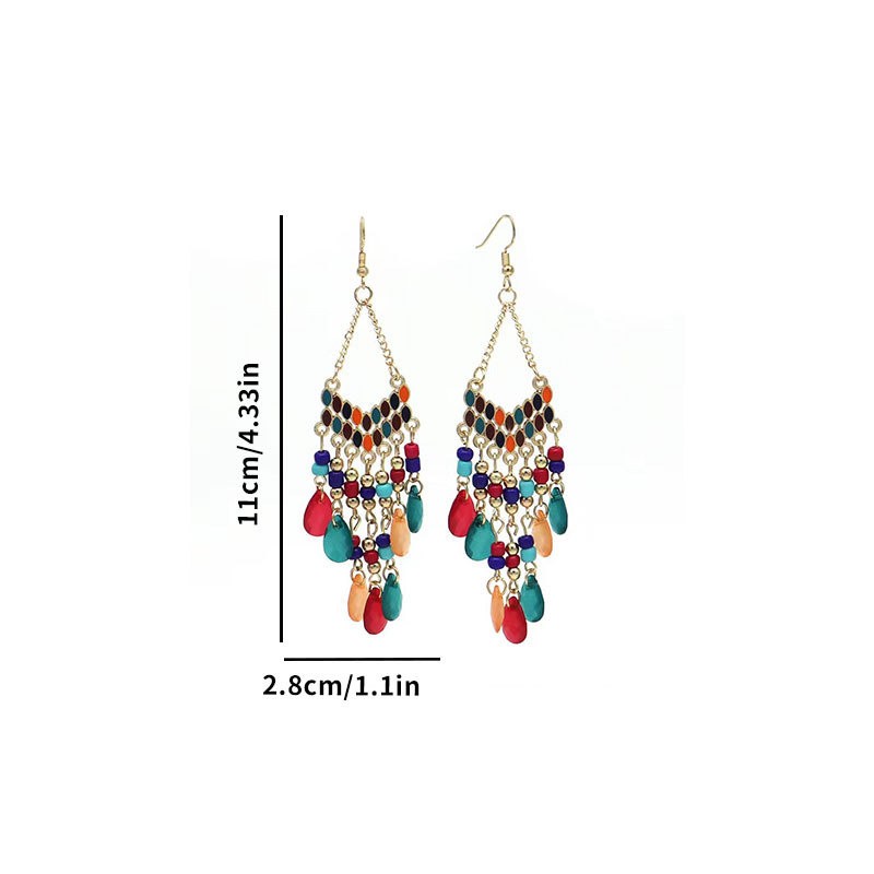 6Pairs Boho Beaded Dangle Earrings Retro Ethnic Tassel Drop Jewelry for Gift