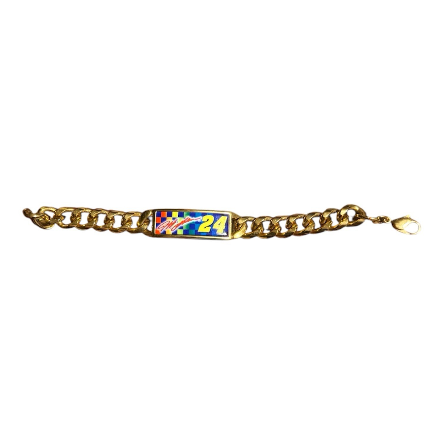Vintage Jeff Gordan Gold Played Chain Sports Bracelet New In Box 8 1/4 Inches