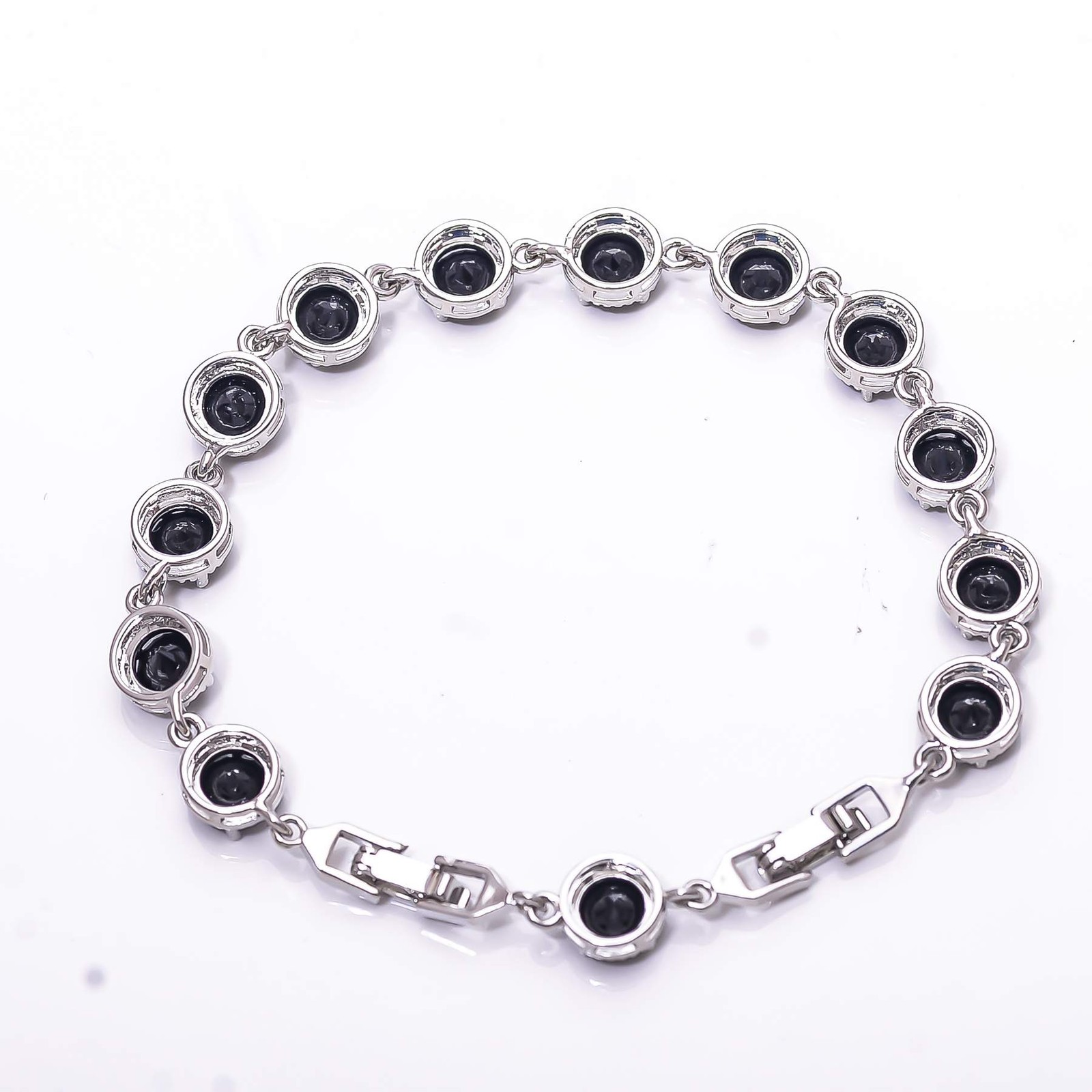 Black Onyx Gemstone 925 Sterling Silver Tennis Bracelet 7.99″ B81, Gift for her
