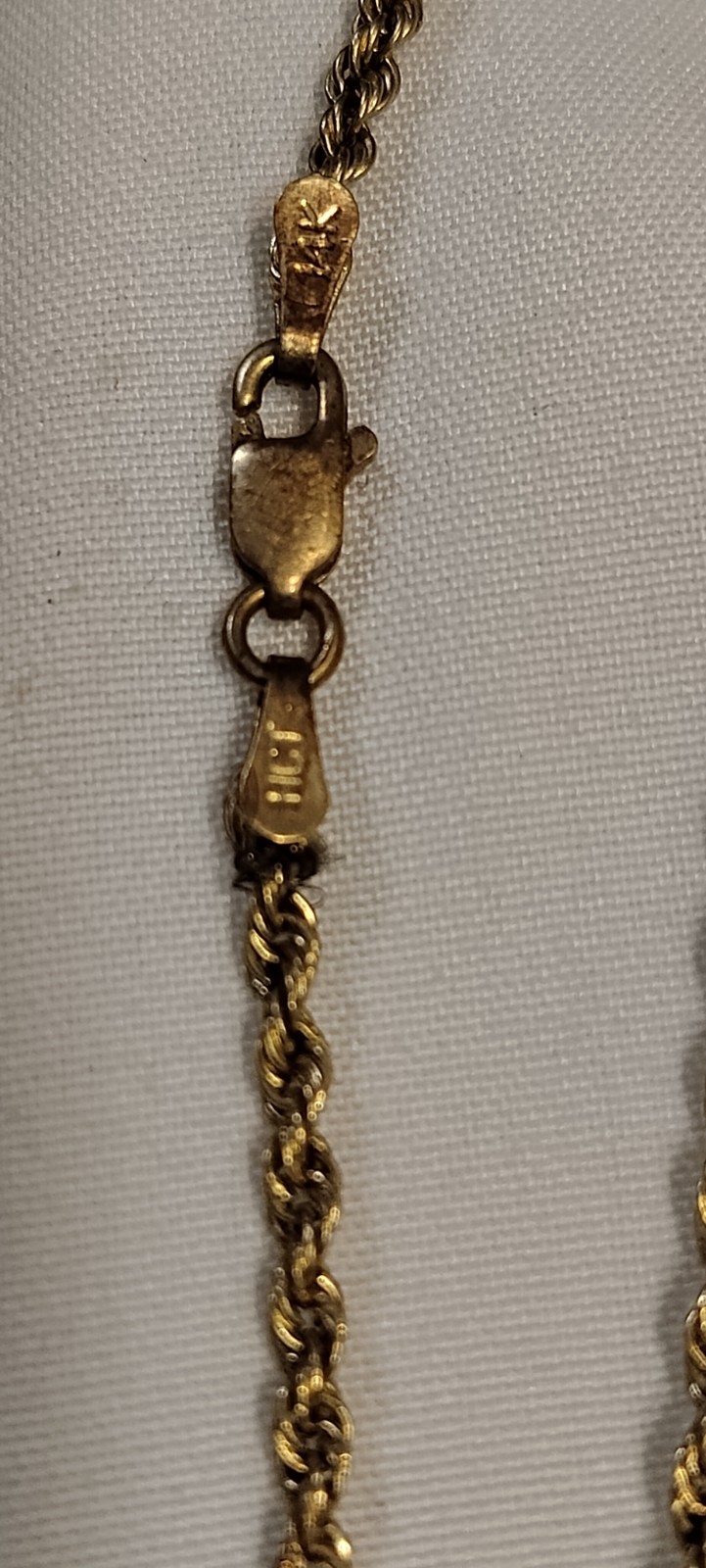 14k Yellow Gold Rope Chain Necklace, Lobster Clasp, No Stone, Metal, Gold Color