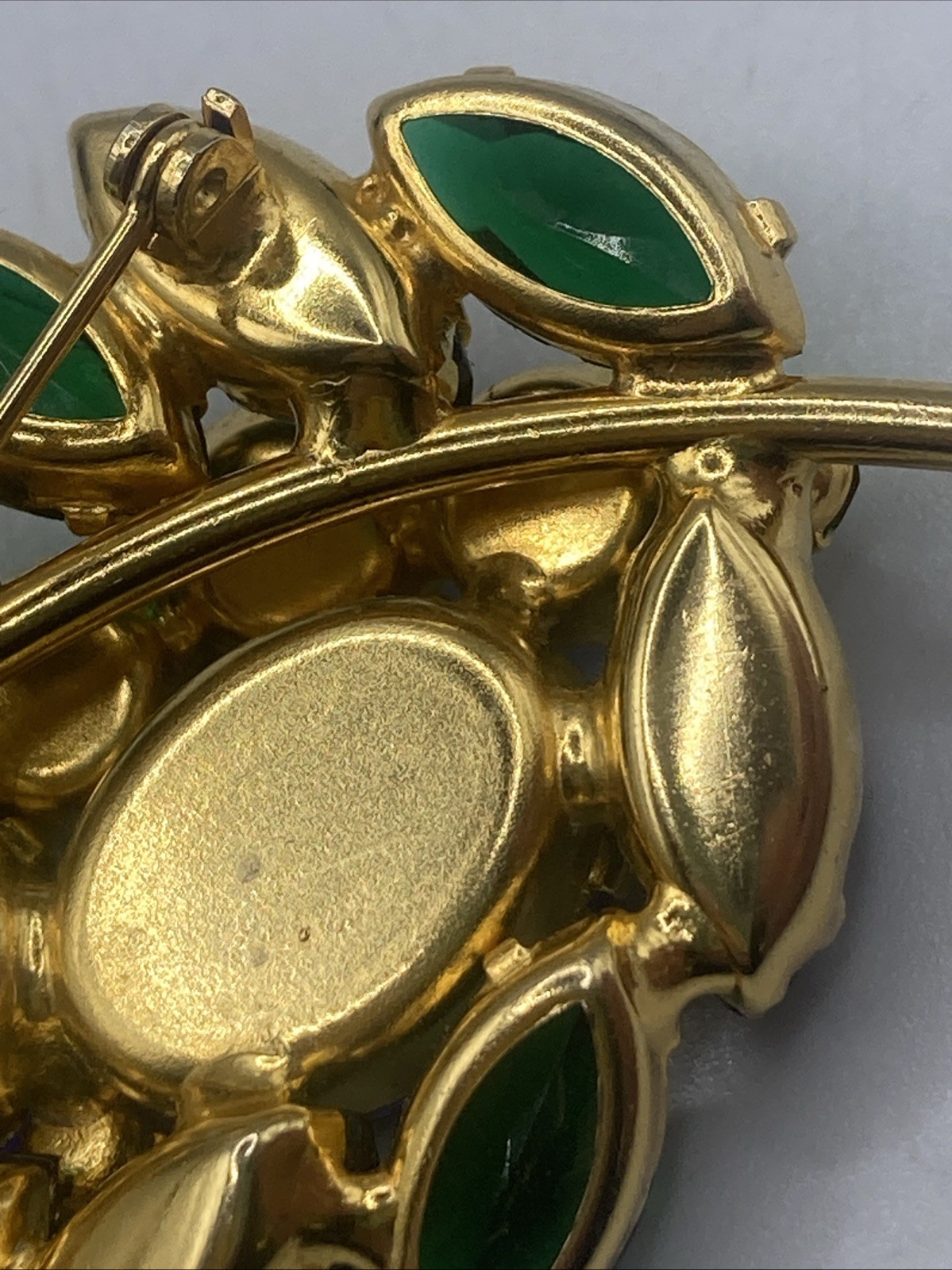 Vintage Juliana D&E Blue Green Rhinestone Brooch Scarab Glass 1960s 3”