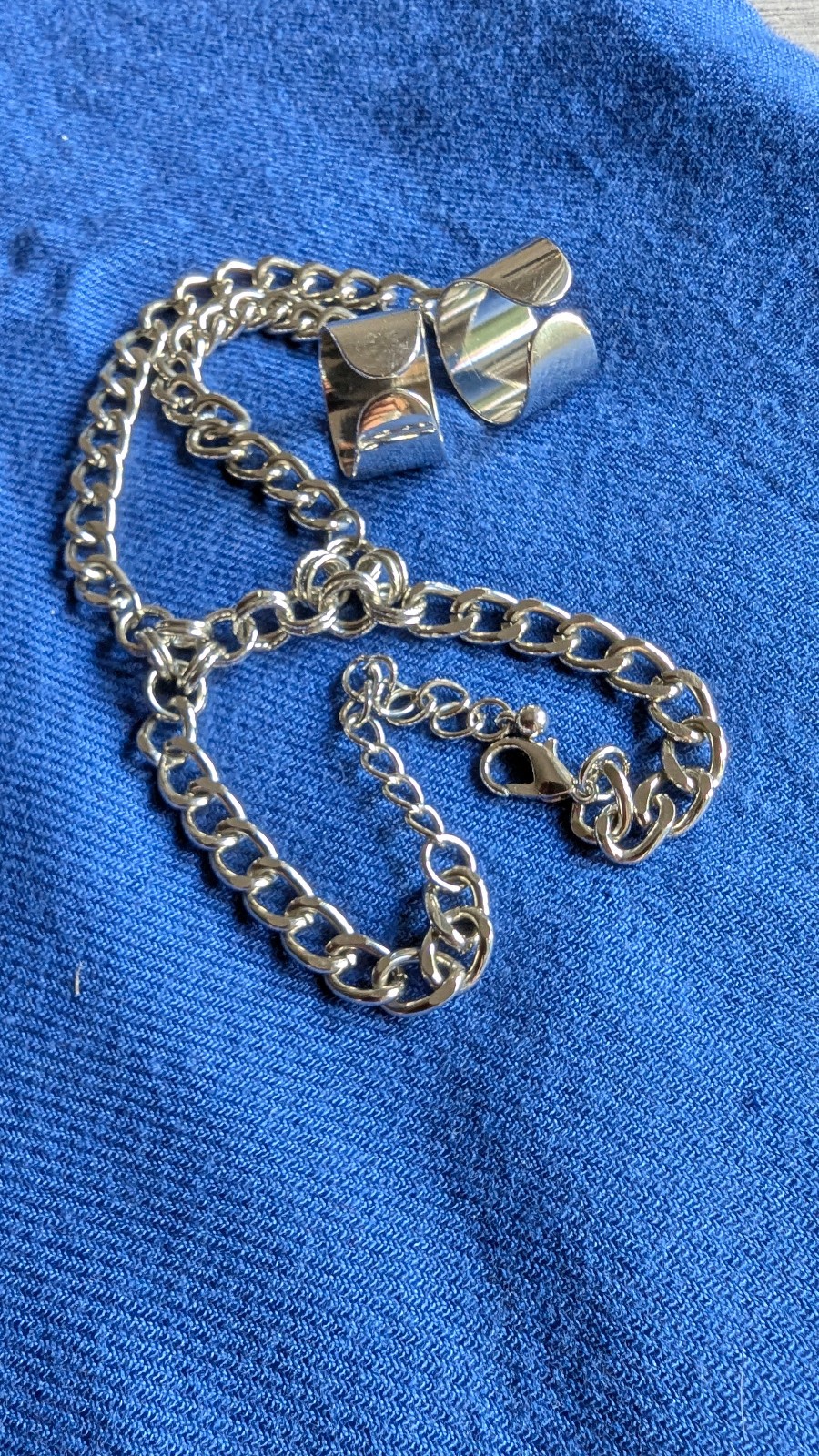 Silver Tone Hand Chain Bracelet Double Ring Slave Bracelet Adjustable Gothic