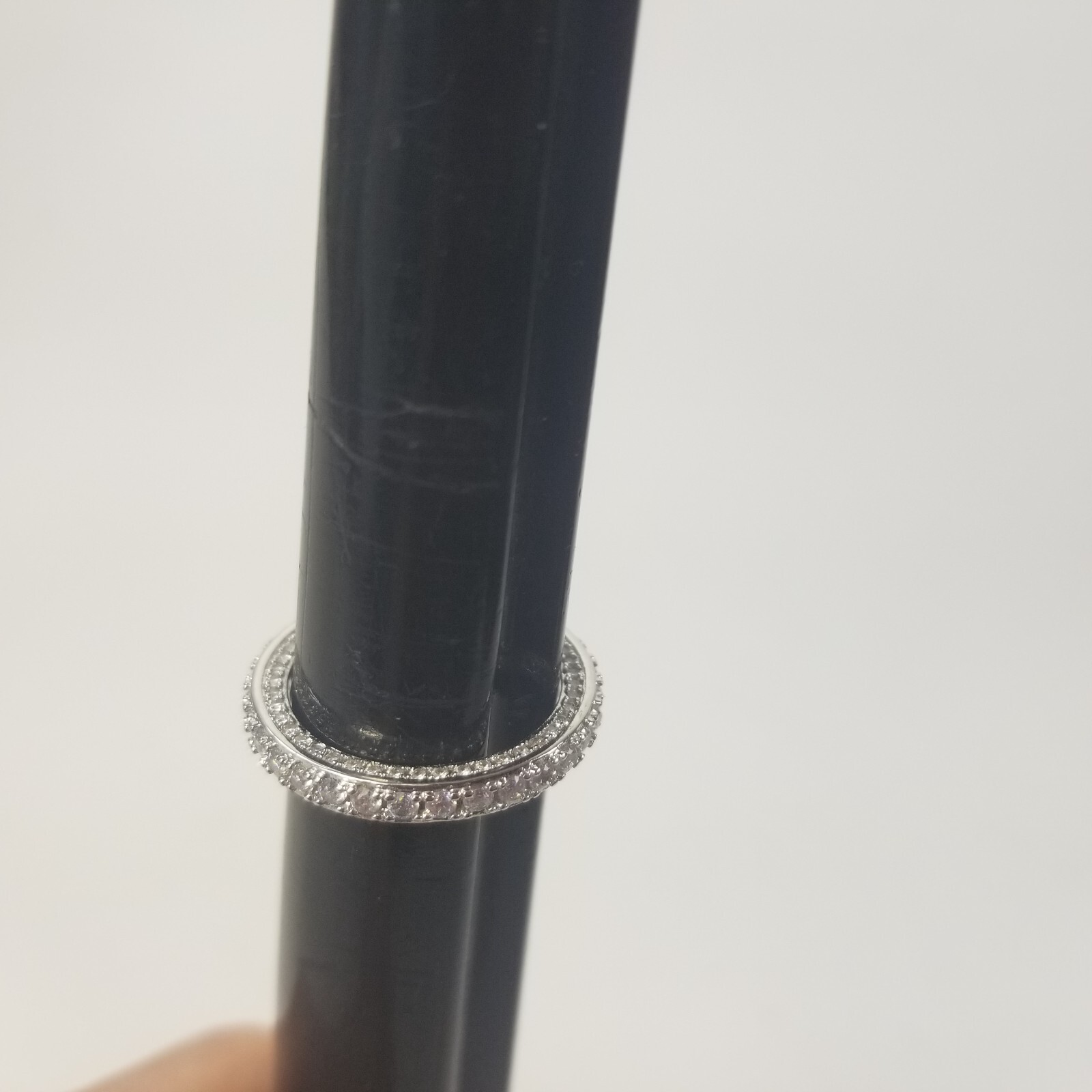 Vintage Rhinestone Womens Ring Silver Tone All Over Band Size 8.25