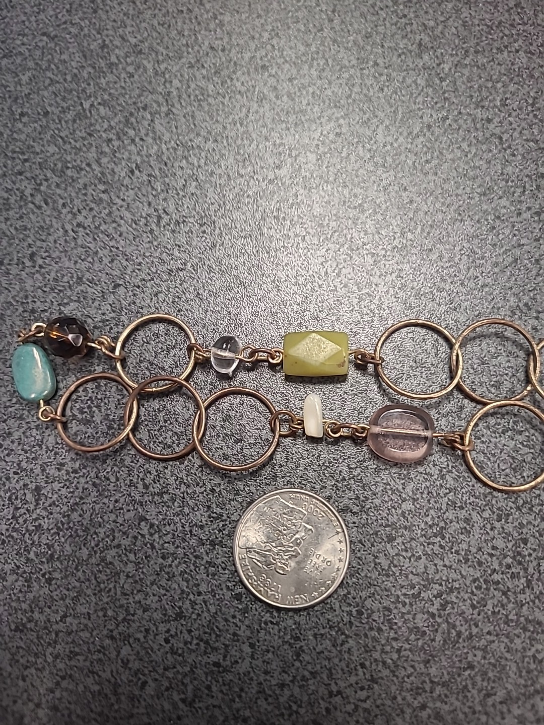 Cookie Lee Necklace Long Glass Floral Lampwork Beads Shell Stone Metal 34″