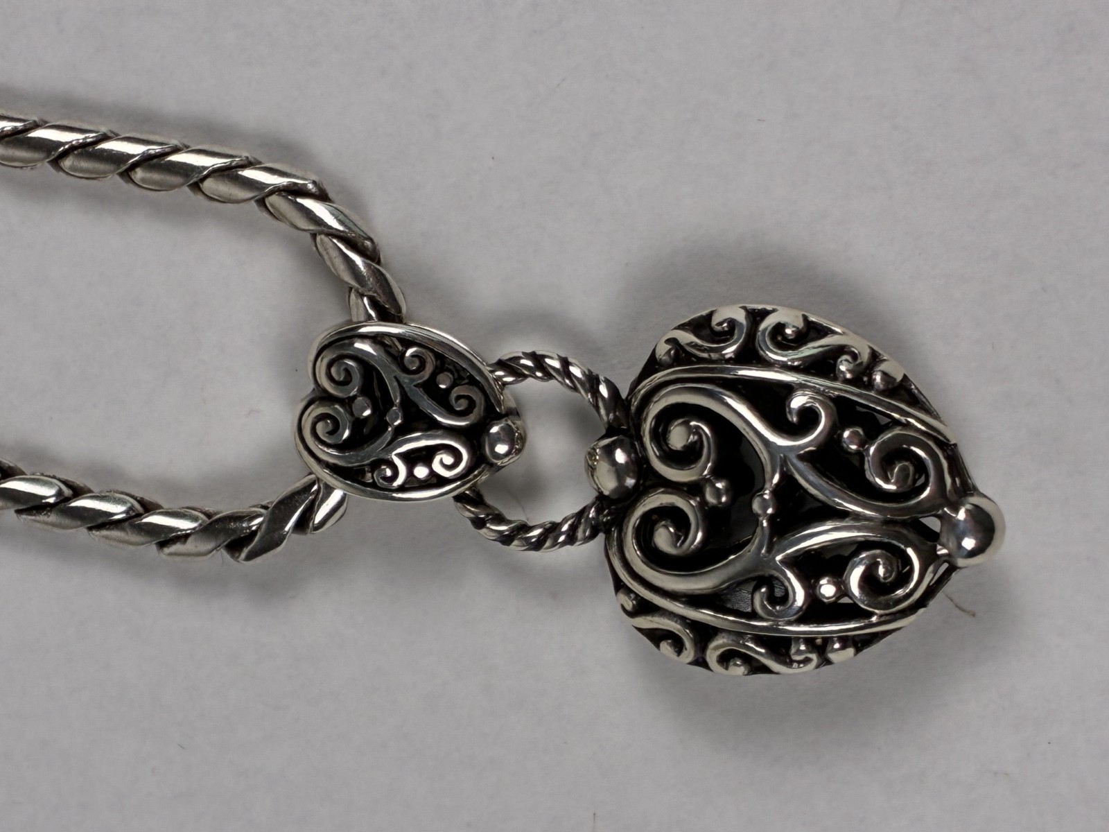 Brighton Bibi Heart Necklace Silver Tone Iconic Bali Style 18”