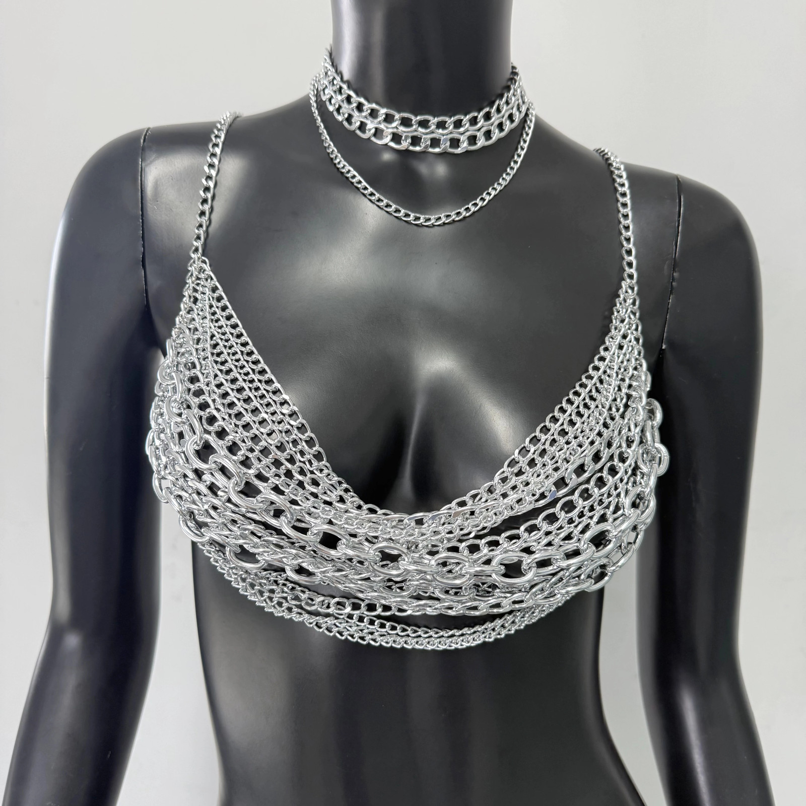 Body Chain White Pearl Suspender Silver Chain Top Metal Layered pearl