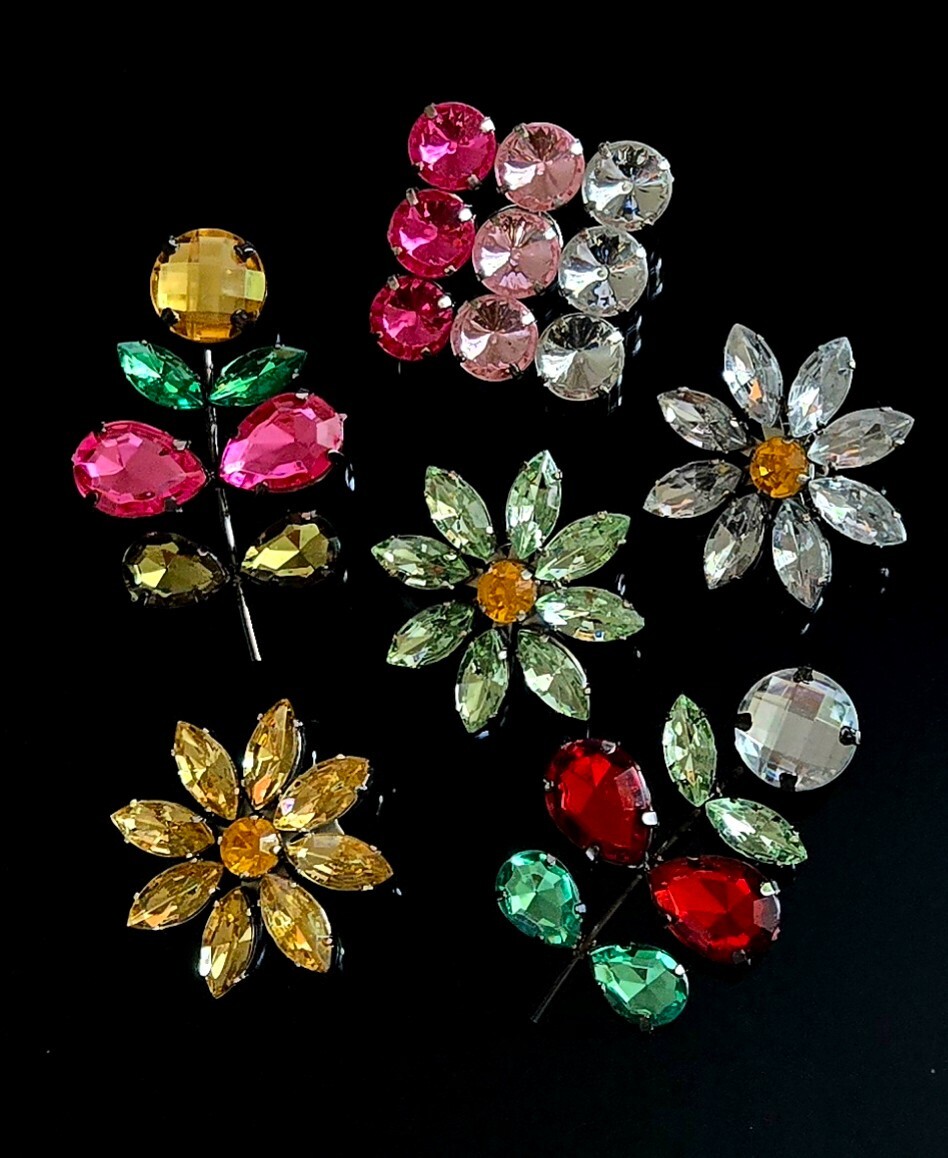 Brooch Lot Mixed Flower Colorful Multi Sample Lot 12 pcs Mix