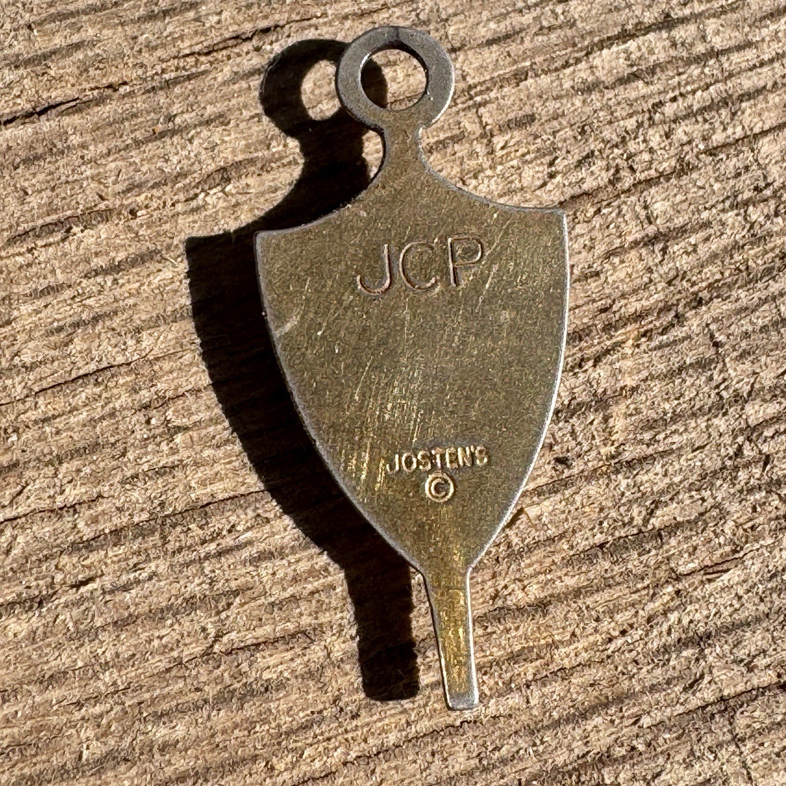 1986 Jostens Pendant Charm High School Senior Navy Blue Cream Gold tone