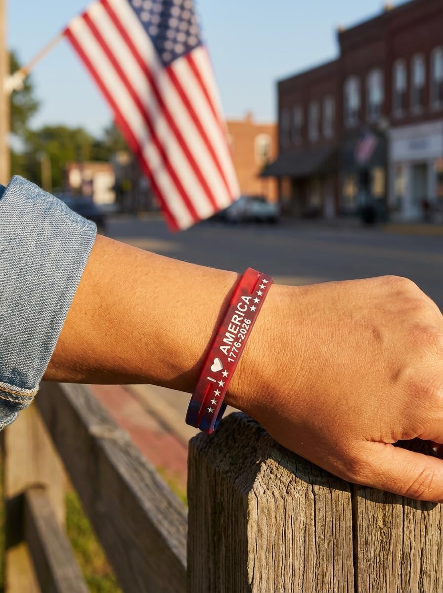 USA 250th Birthday Silicone Bracelets 250 Years of Freedom Anniversary Rubber…