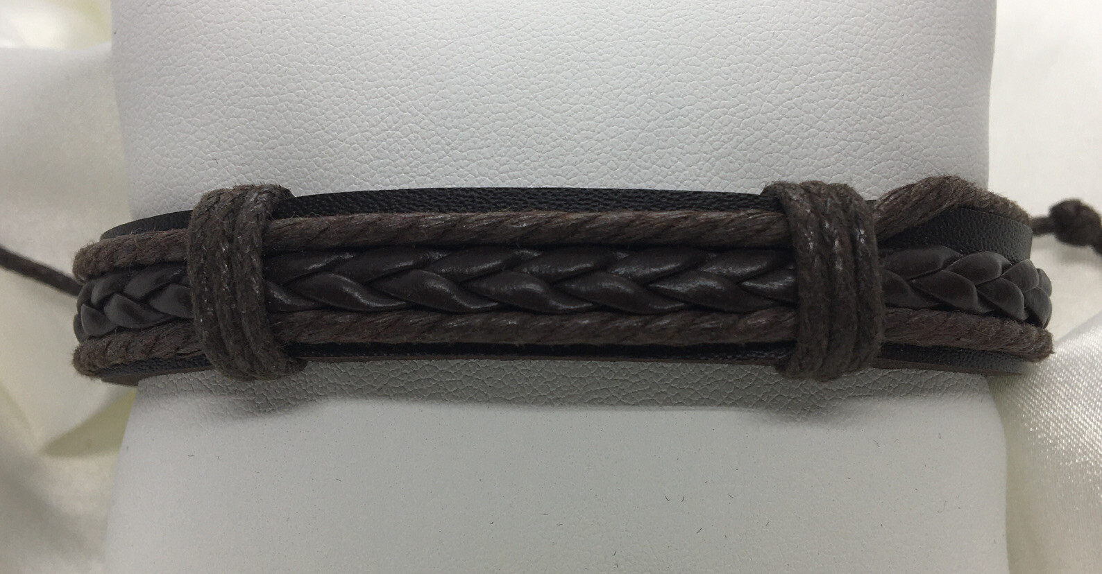 Mens Women Leather Bracelet Wristband Stackable Adjustable Tie 2078