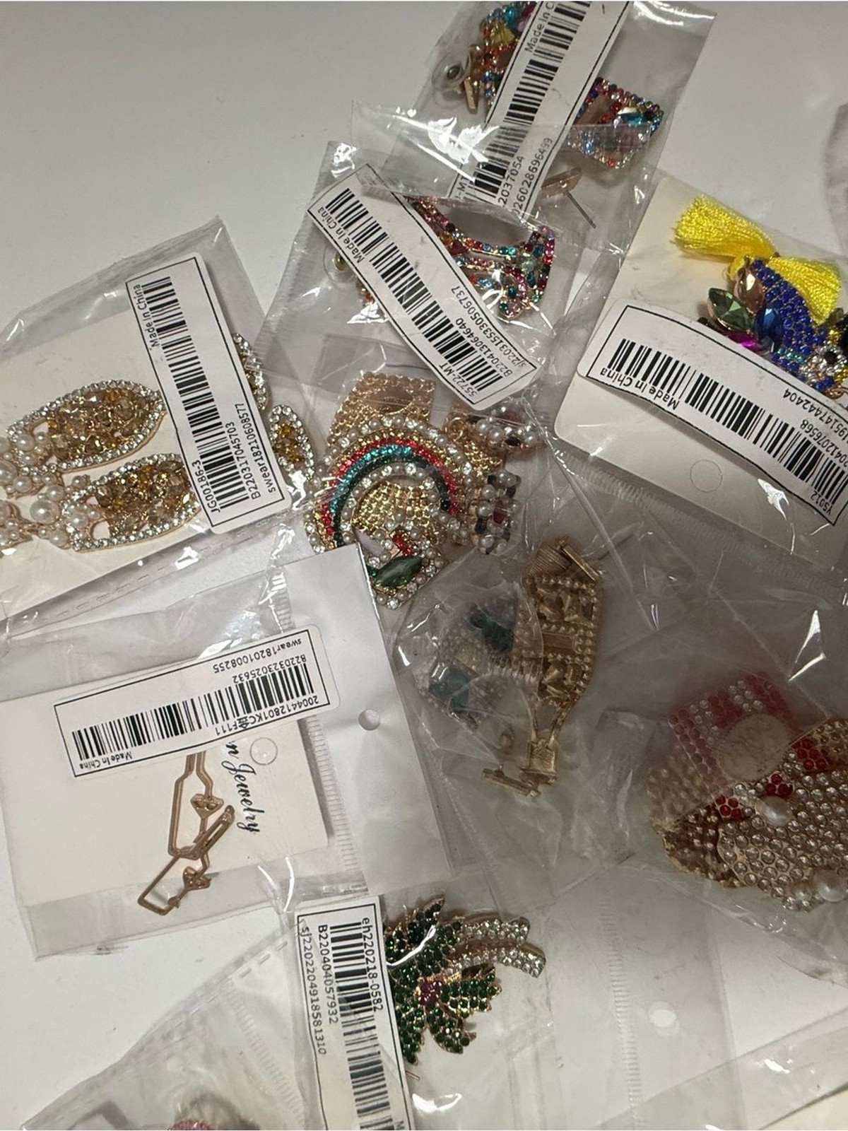 Fashion Jewelry Multicolor Crystal Brooch Lot – Pink, Blue, Green, Gold
