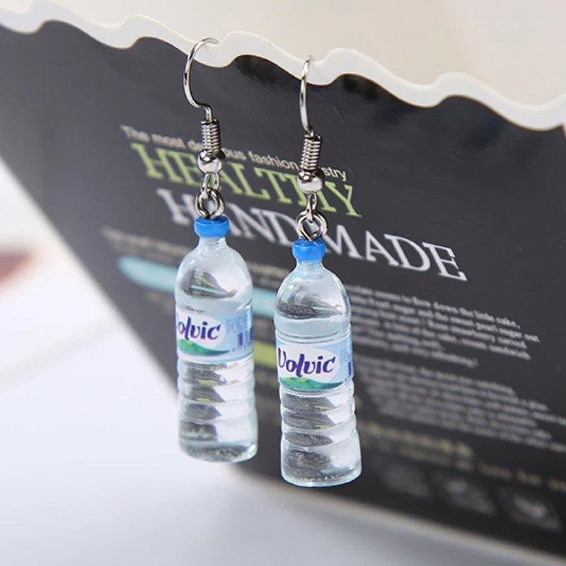 Novelty Mini Water Bottle Drop Earrings Funny Acrylic Dangle Hook Earrings
