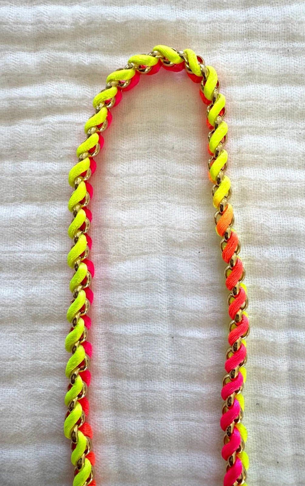 BRACHA Strand NECKLACE STAR Pendant w/ CORD Neon Pink Yellow Orange 15″ $$