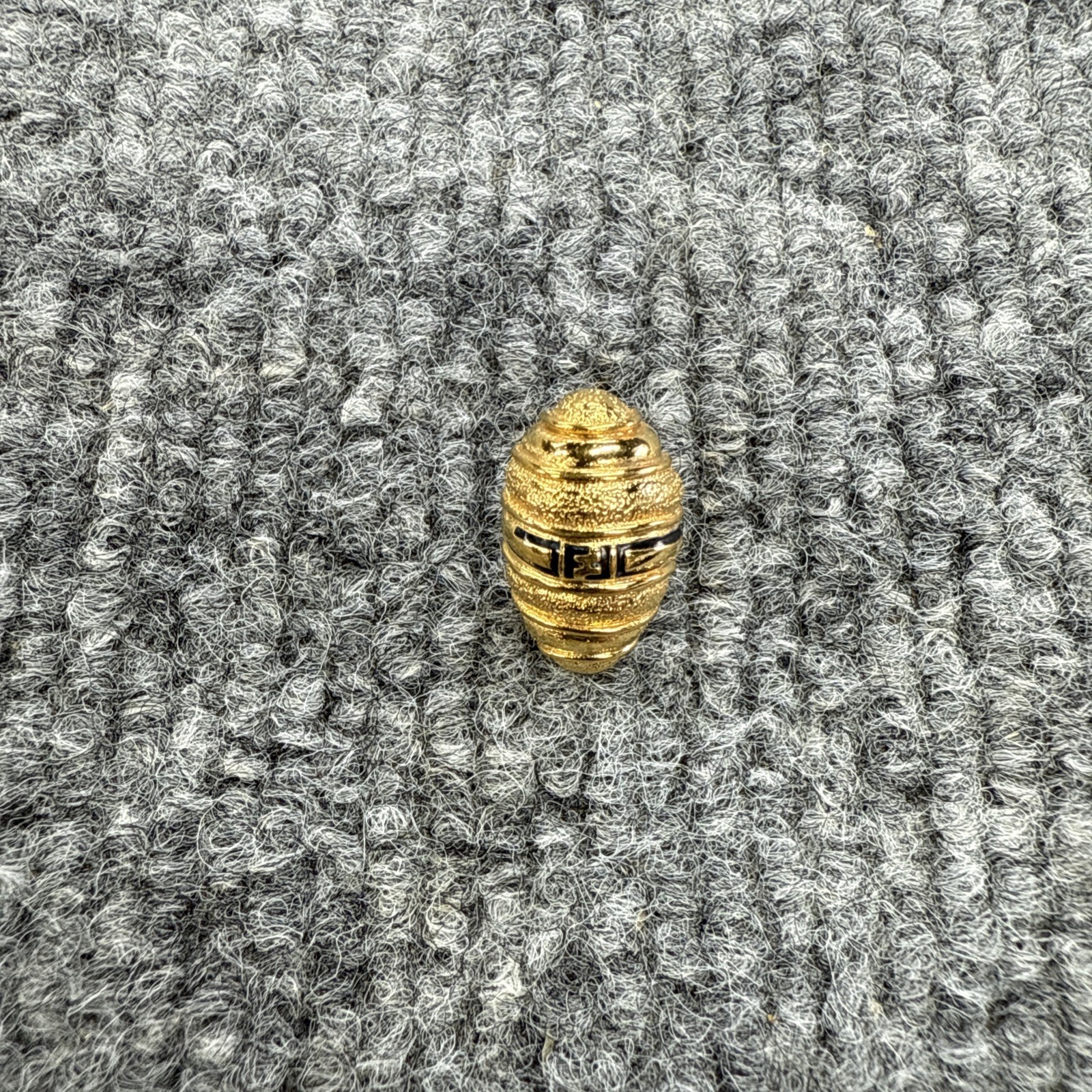 Fendi Vintage 1980s Single Dome Earring Gold Black Fendista Logo Statement