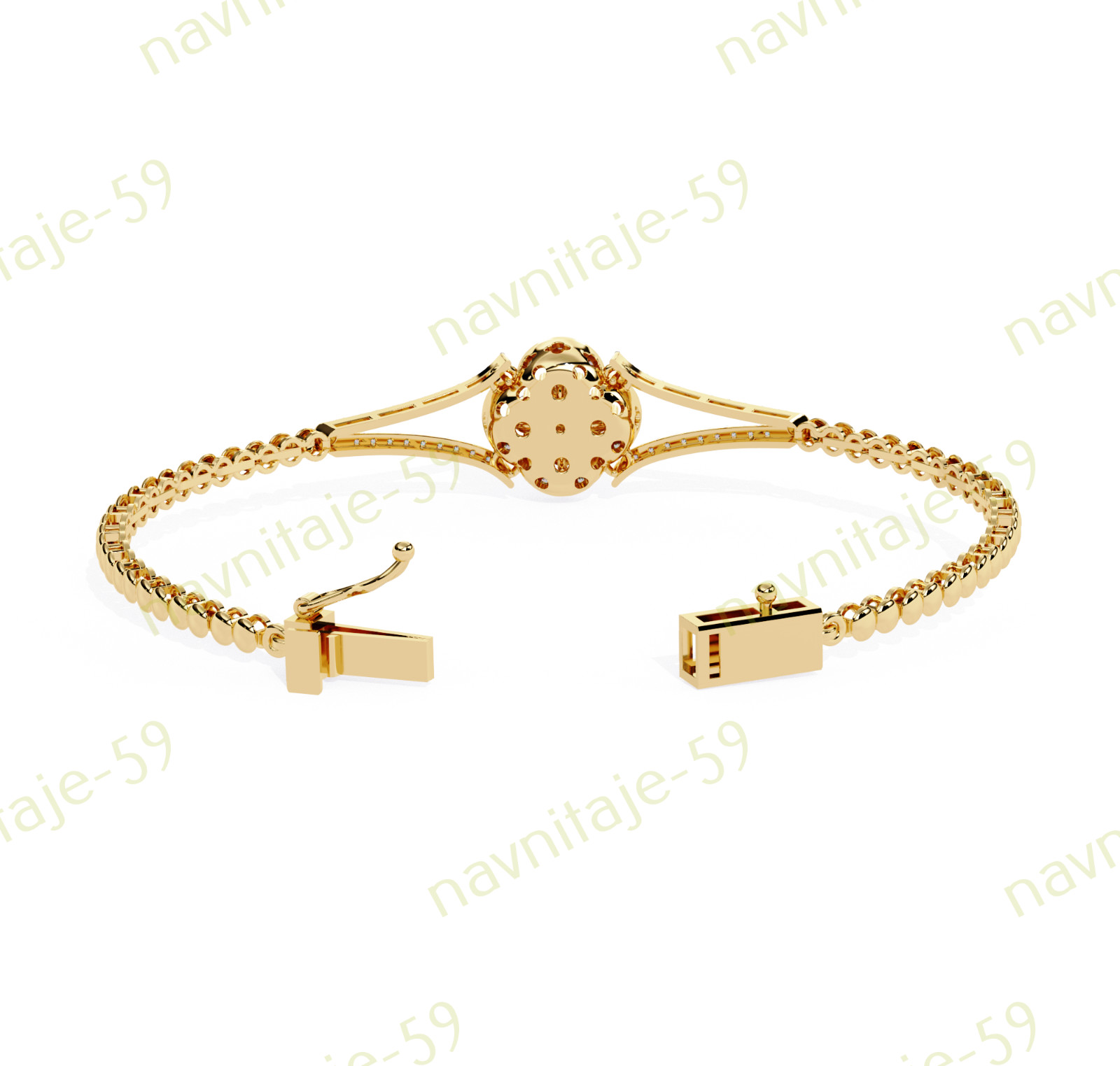 Gifted Bracelet For Wife Simulated Diamond 7″ Bracelet 14K Yellow Gold Plated