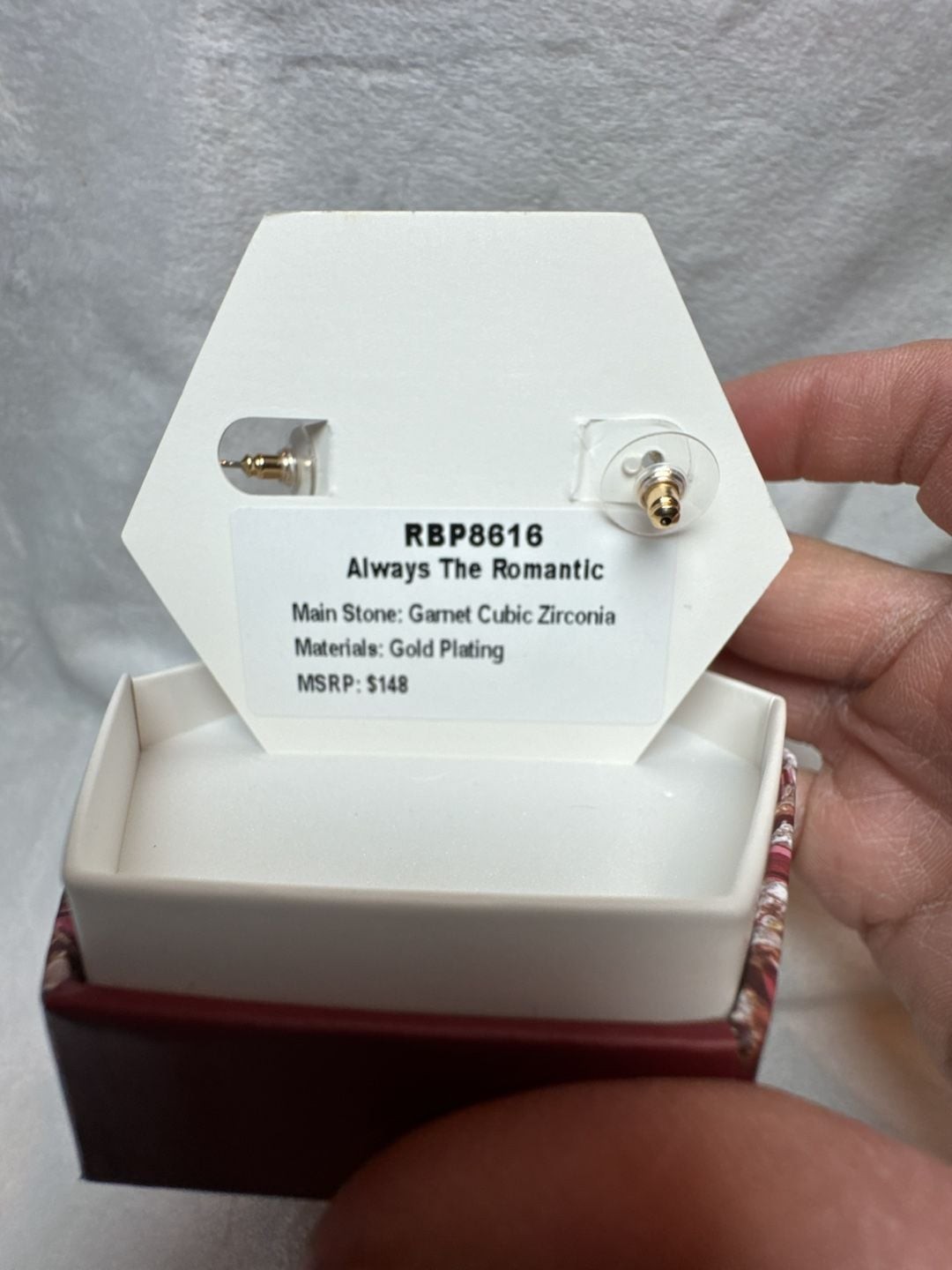 BP January 25 Always the Romantic – Garnet CZ on Gold Hoops