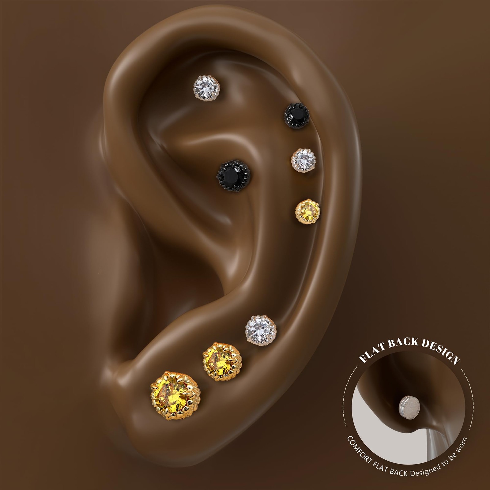 Magnetic Earrings for Men Women – 5A Shiny CZ Dragon Earrings Studs Silver