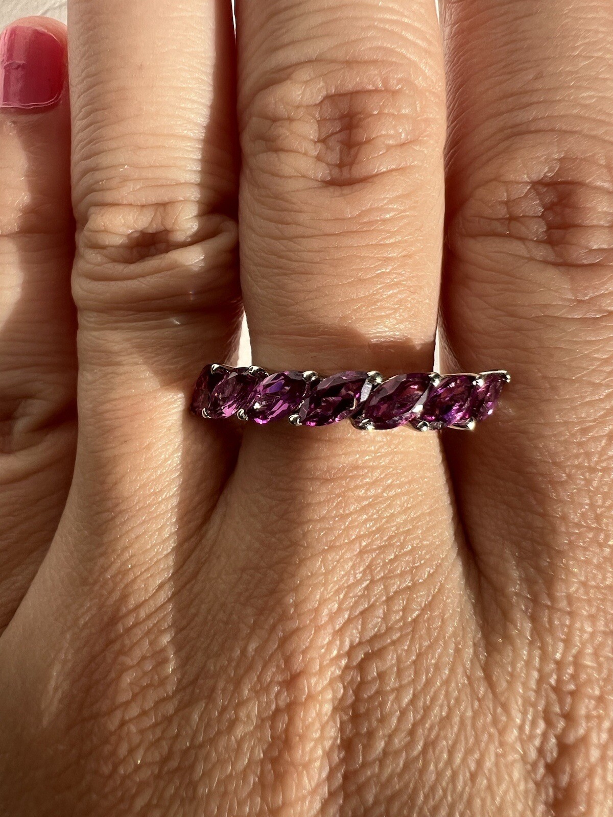 STS Pink Marquise CZ Cluster Ring 925 Sterling Silver Sz 8.25