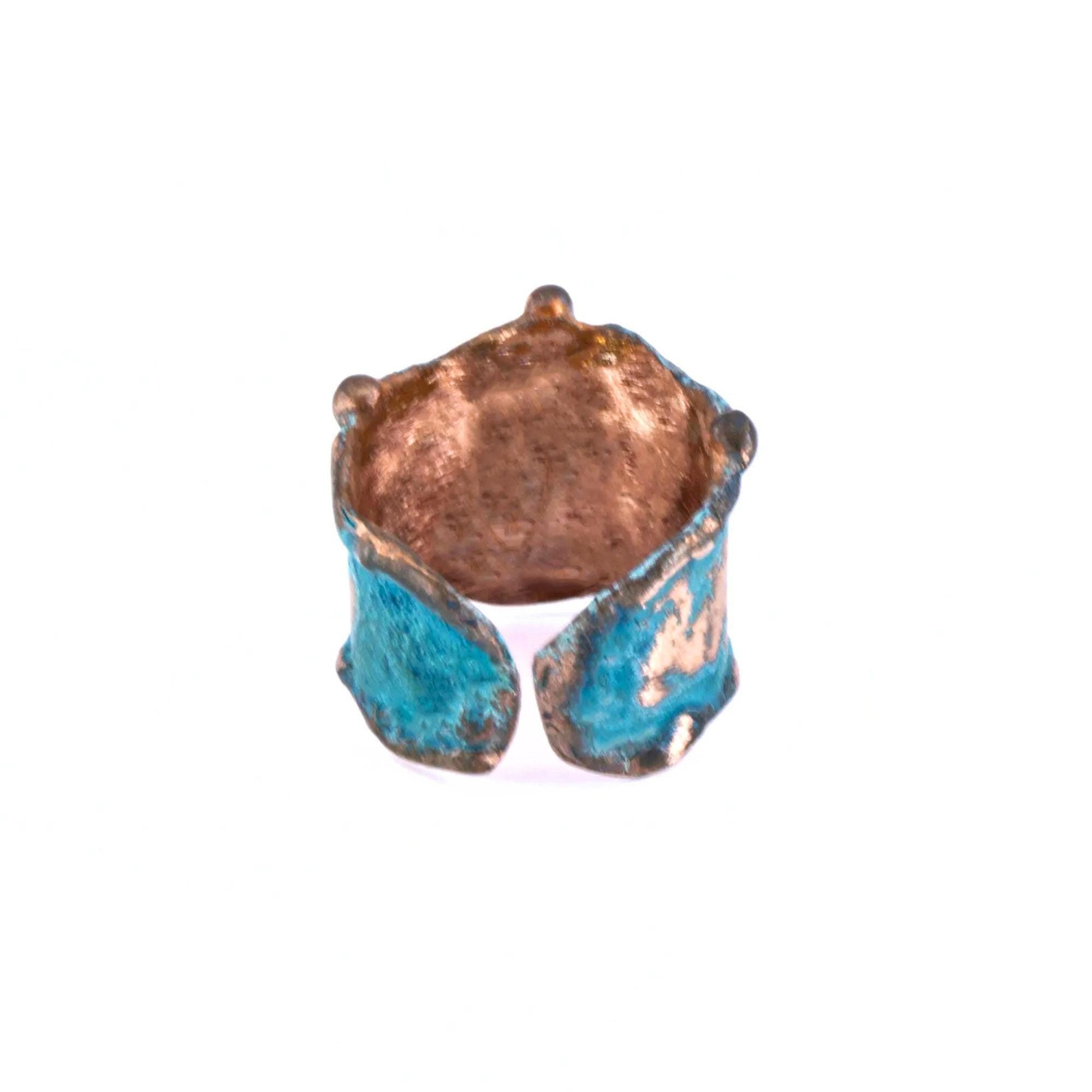 Solid Copper Statement Patina Men’s OR Women’s Ring With Molten Copper Edging