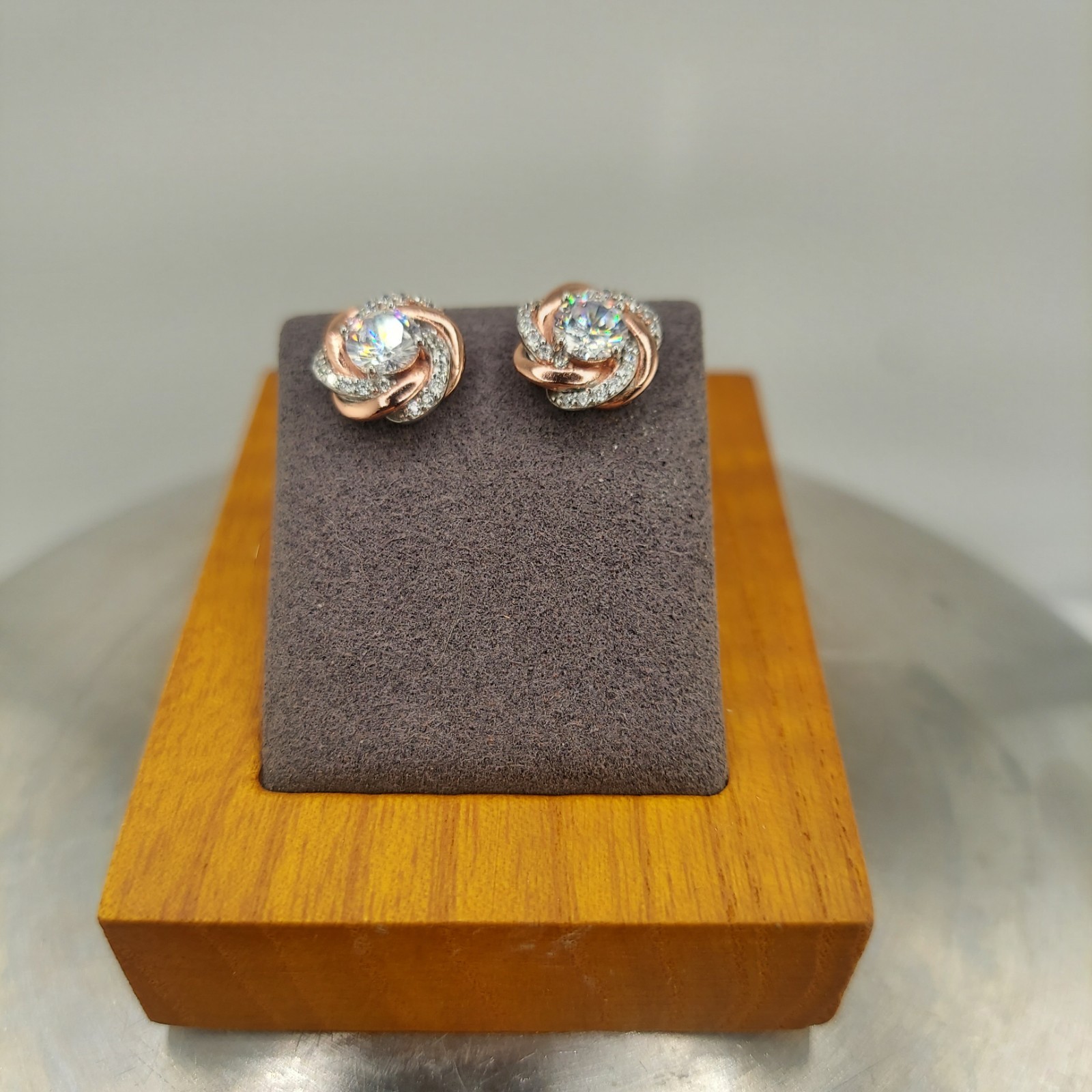 Fiery 18k Rose Gold Over Sterling 6 mm Cubic Zirconia Stud Earrings
