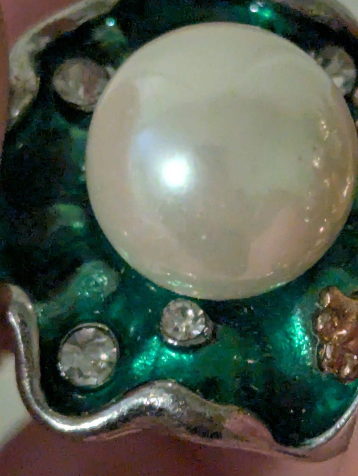 A Frog Ring With A Fake Pearl! It Is Green Yes, Yes Indeed. At least Has In It