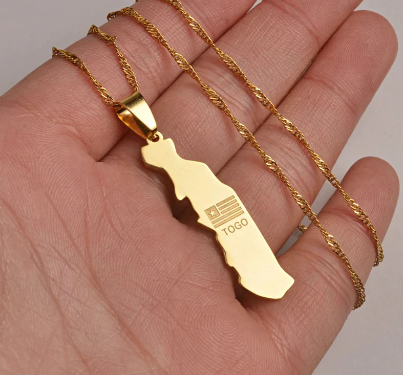 Togo Map with Cities Pendant Necklace