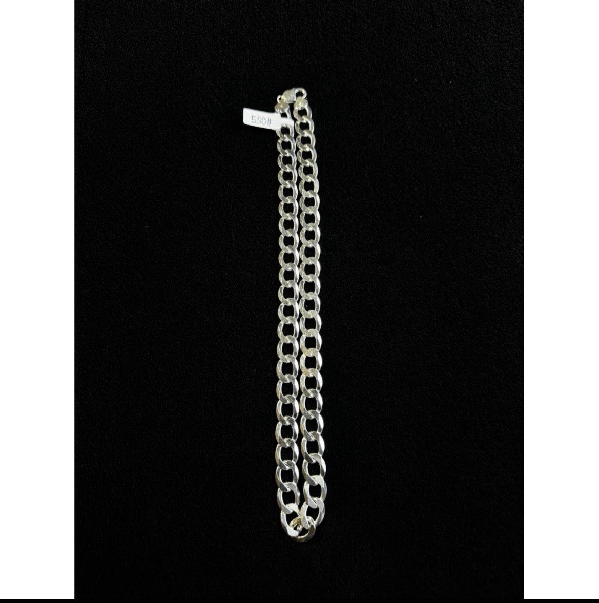 Silver Tone Curb Link Chain Necklace Lobster Clasp Closure No Stone