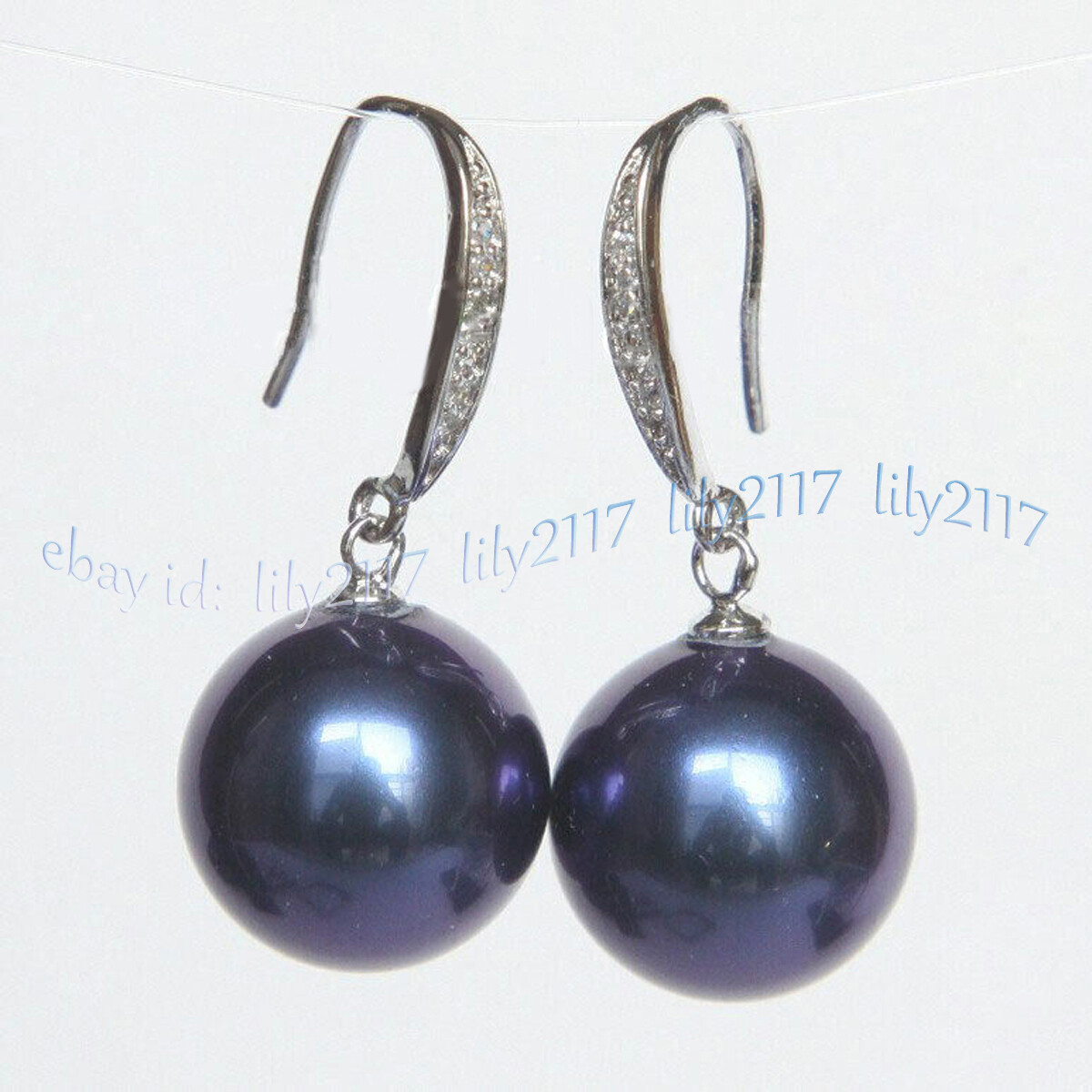 8-16mm Multicolor South Sea Shell Pearl Round Beads Dangle Silver Hook Earrings