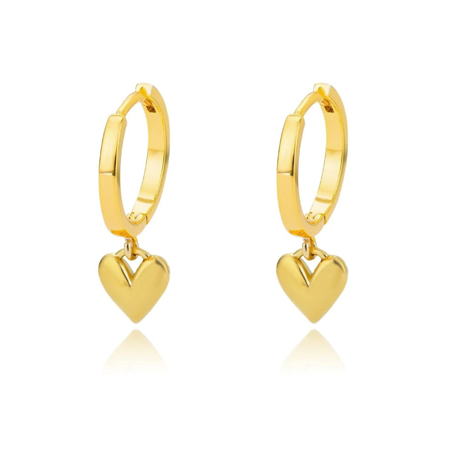 1 Pair Stainless Steel Heart Drop Earrings Vintage Gold Color Women Jewelry