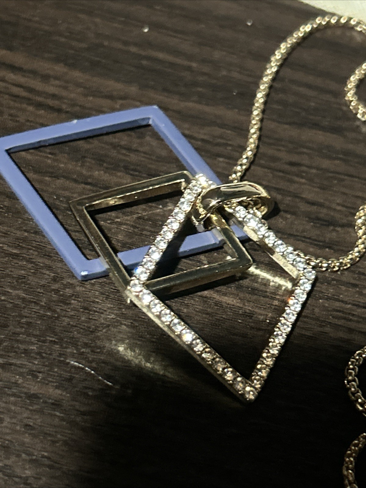 Karl Lagerfeld Stamped Navy Gold Plated Versatile Pendant Slide Necklace 36”