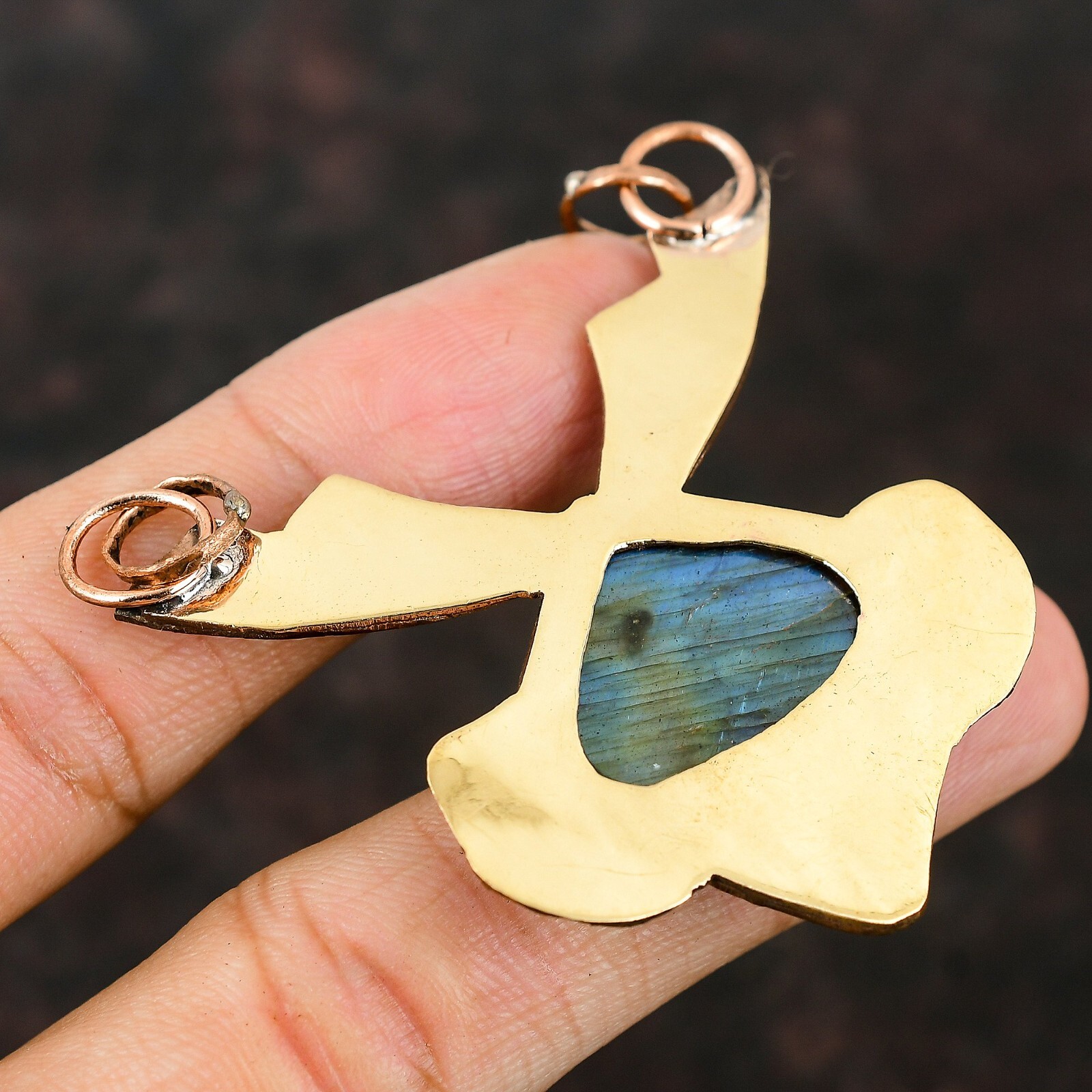 Mothers day Sale Pear Labradorite Stone Copper Third Eye Chakra Pendant Jewelry