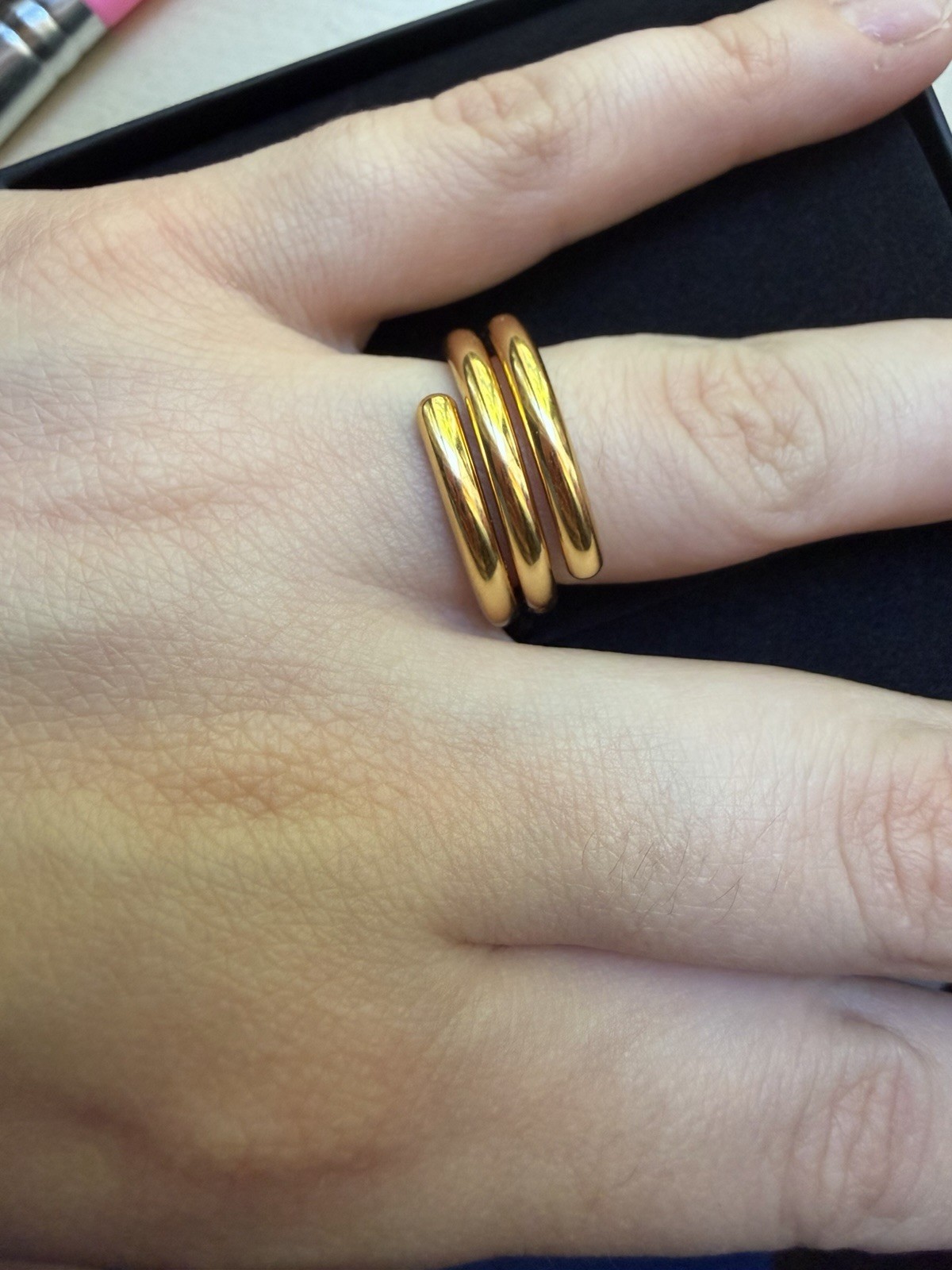 Milor 14K Resin Gold Ring Italy Size 7 Electroform Multi Row Band
