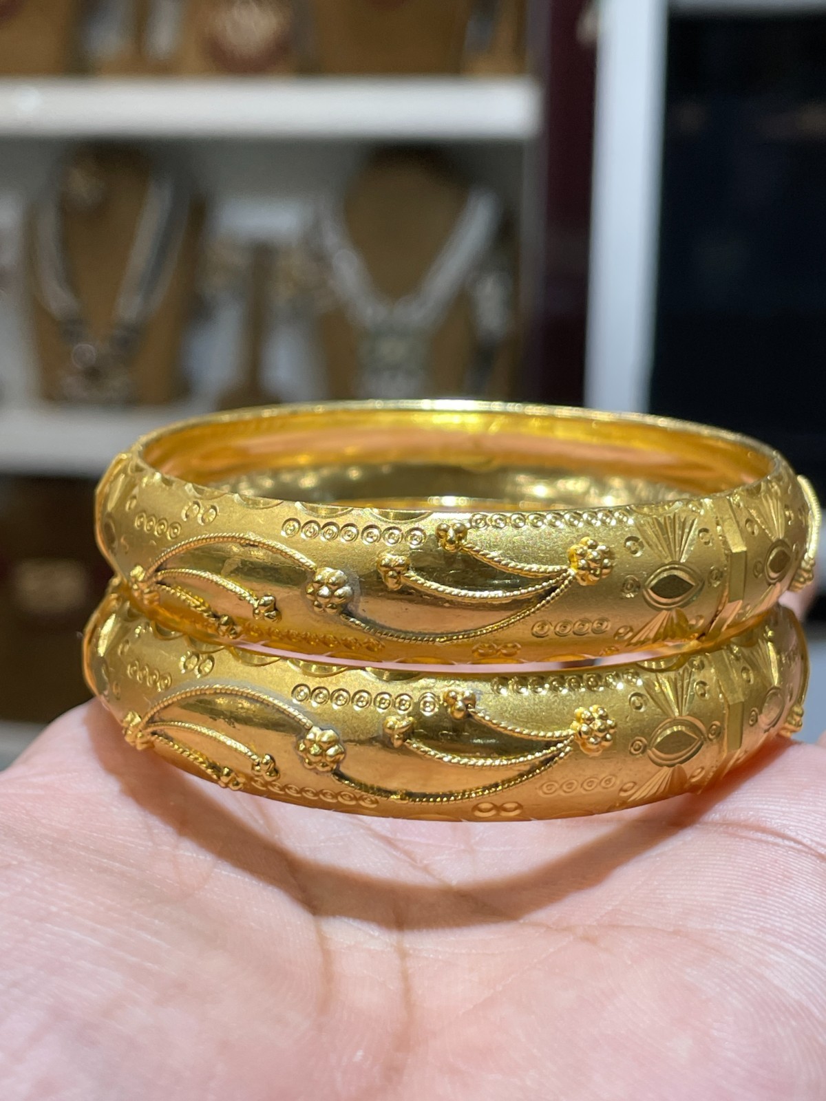 2.6 Gold Plated Top Dubai Bangles 2Pcs Set Bracelets Bridal For Woman Handmade