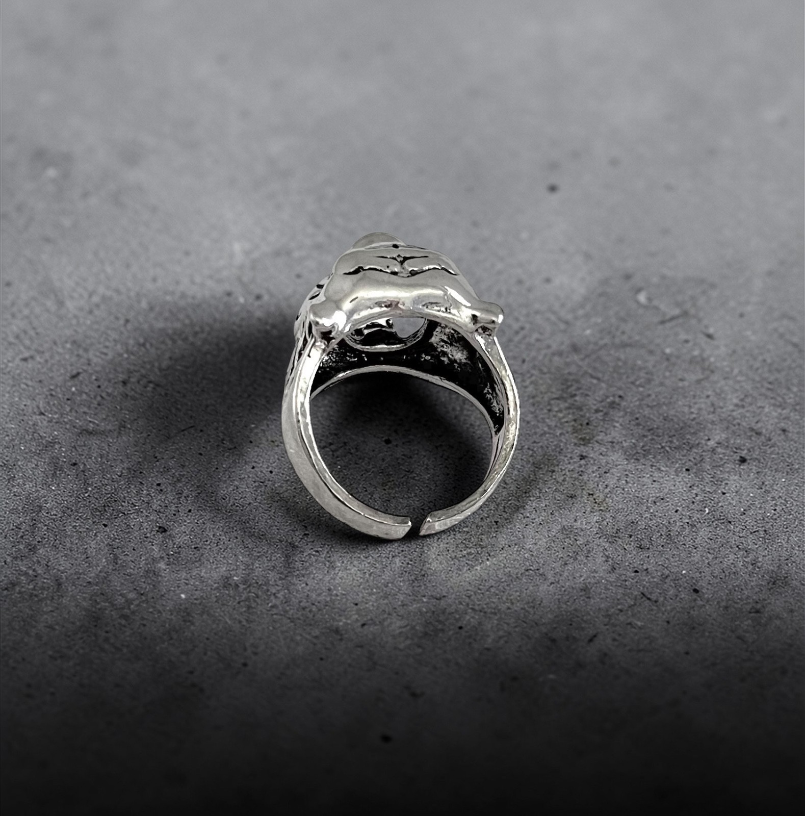 1″ Wide Silver Tone Tiger Head Casual Everyday Statement Unissex Ring Size 8