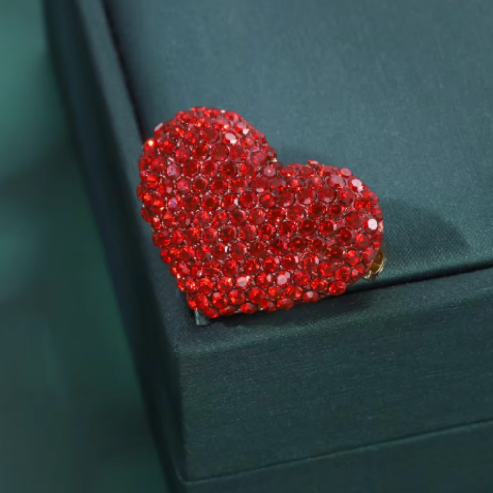Classic Red Love Rhinestone Brooch For Women Gift Pin Jewelry Accessories USA