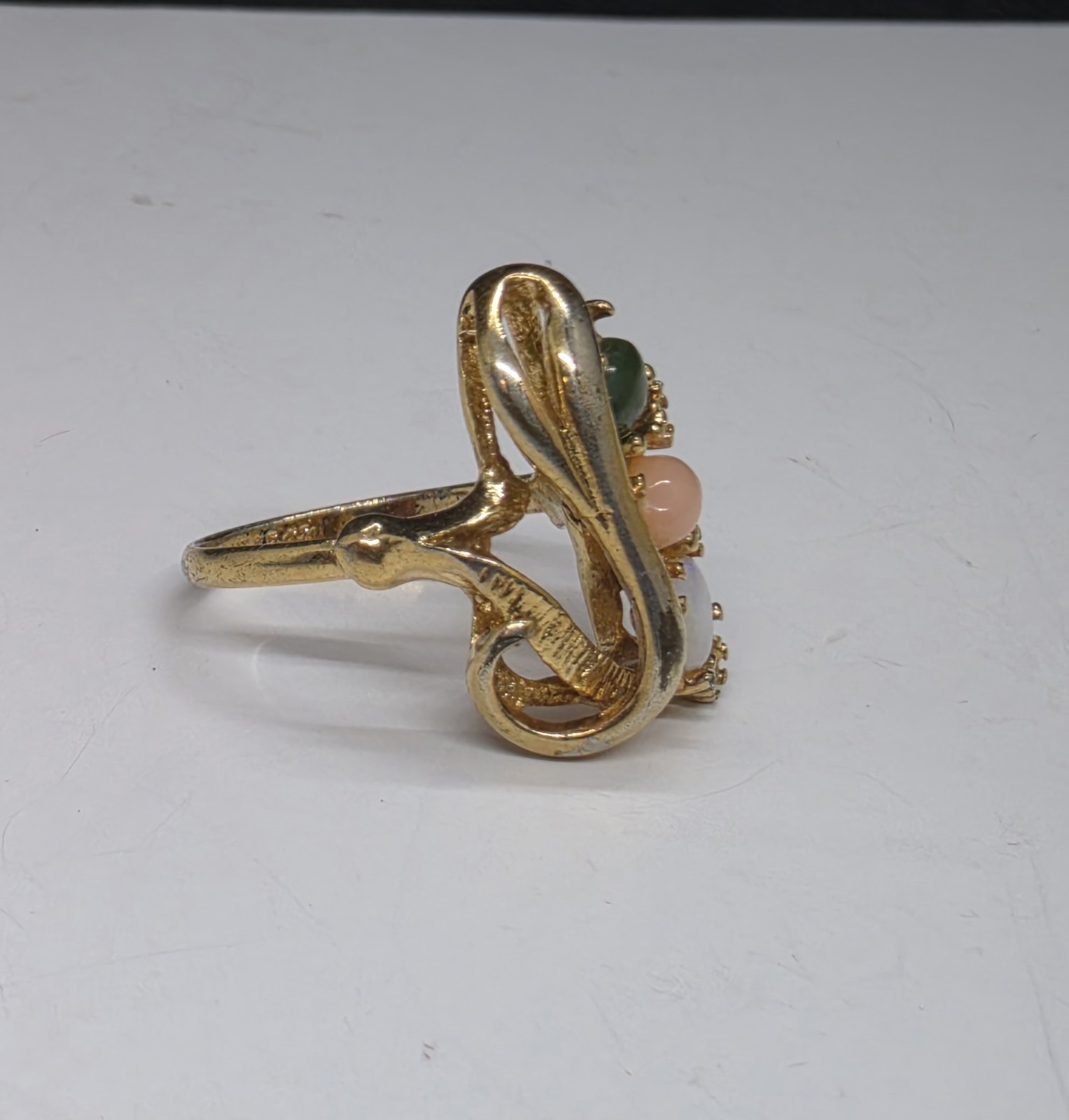 Vintage Ana BeKoach Cocktail Ring Multi Colored Cabochons 14K Gold Fill Size 6.5