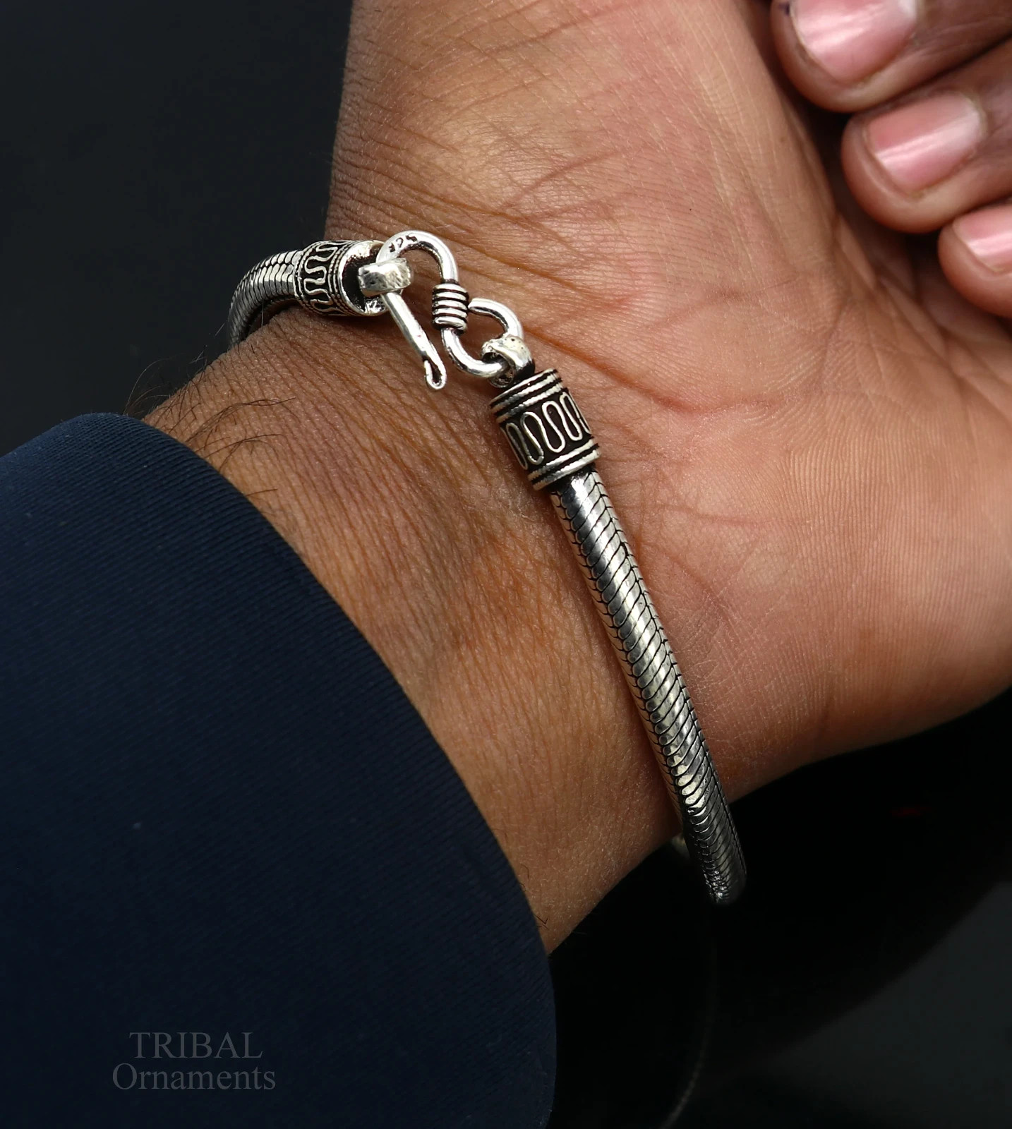 925 sterling silver snake chain customized half round D shape bracelet sbr242