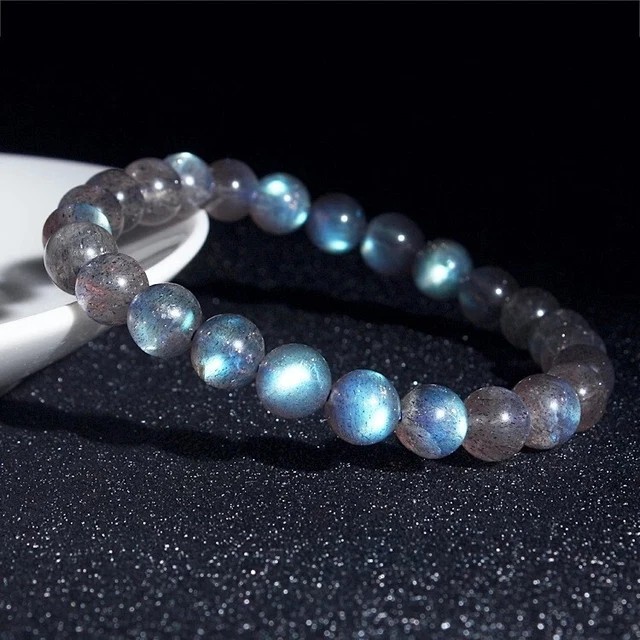 Natural Labradorite 8MM Beads Healing Reiki Gemstone Handmade Stretch Bracelet