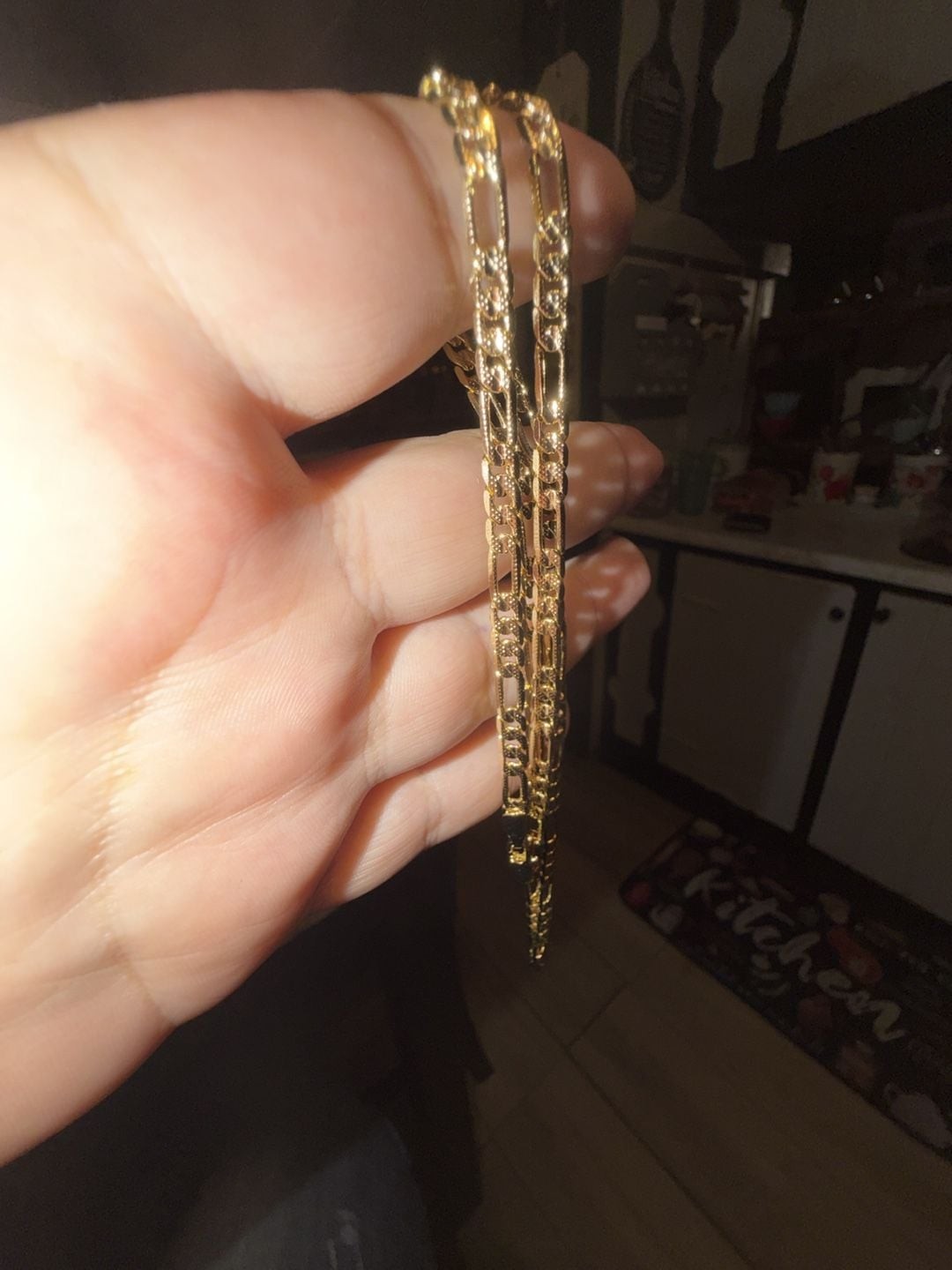 23 Inch Yellow Gold pvd plated Figaro Chain