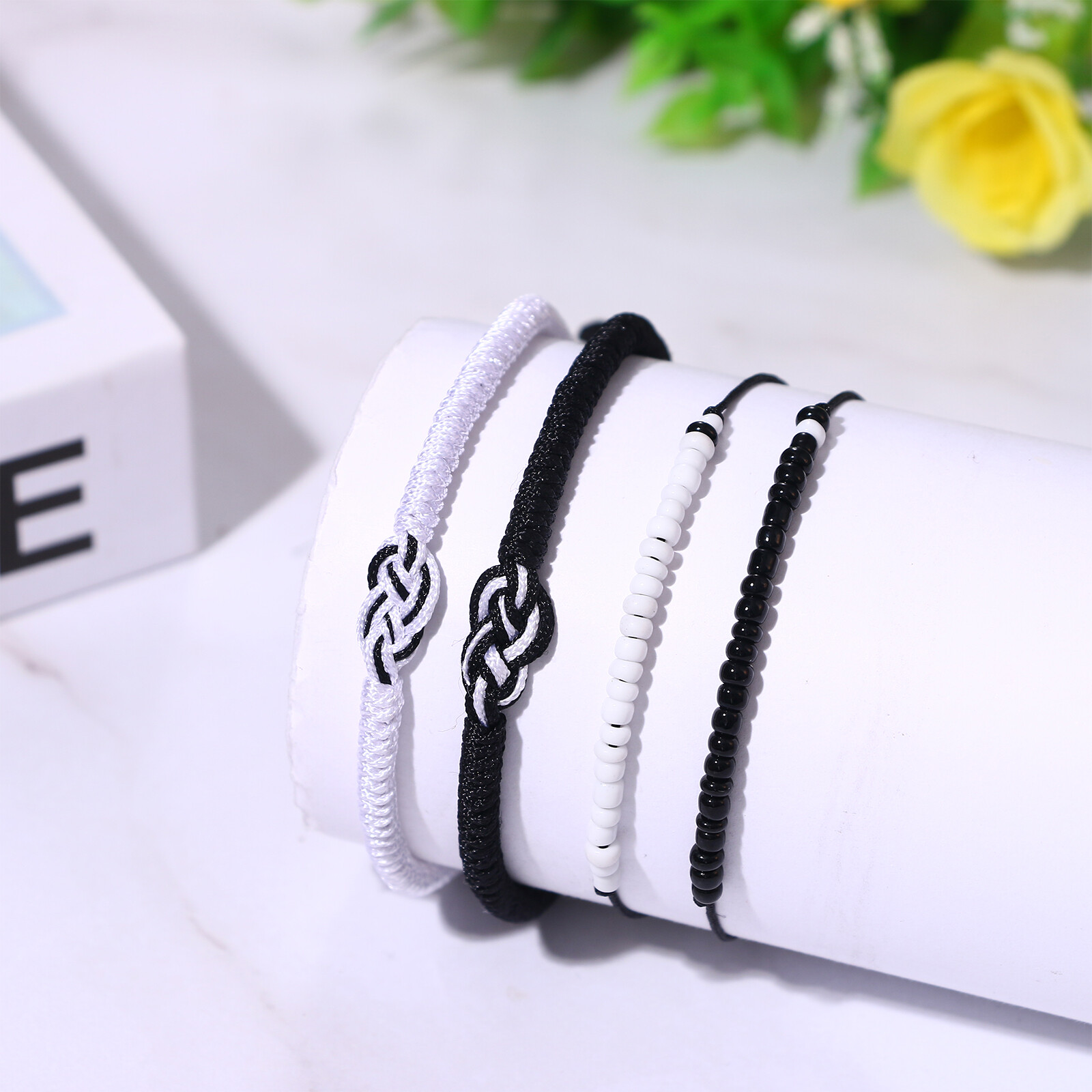 4Pcs His Hers Infinity Love Promise Matching Braided Rope Bracelets Couple Gifts