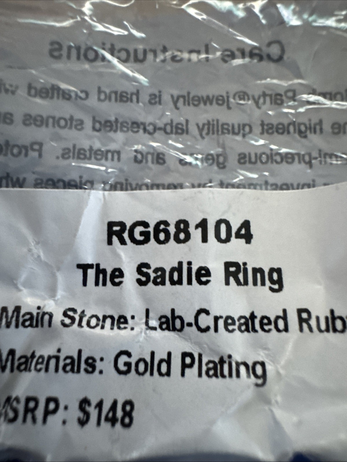 BOMB PARTY JULY 2026 THE SADIE RING RG68104 GOLD RUBY SIZE 10