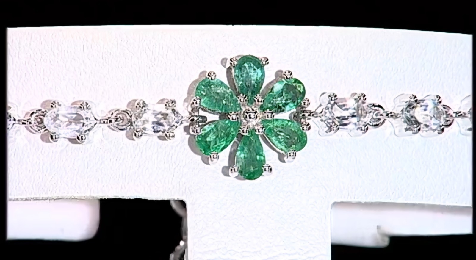 Zambian Emerald Bracelet with White Topaz in Sterling Silver 6.69cts