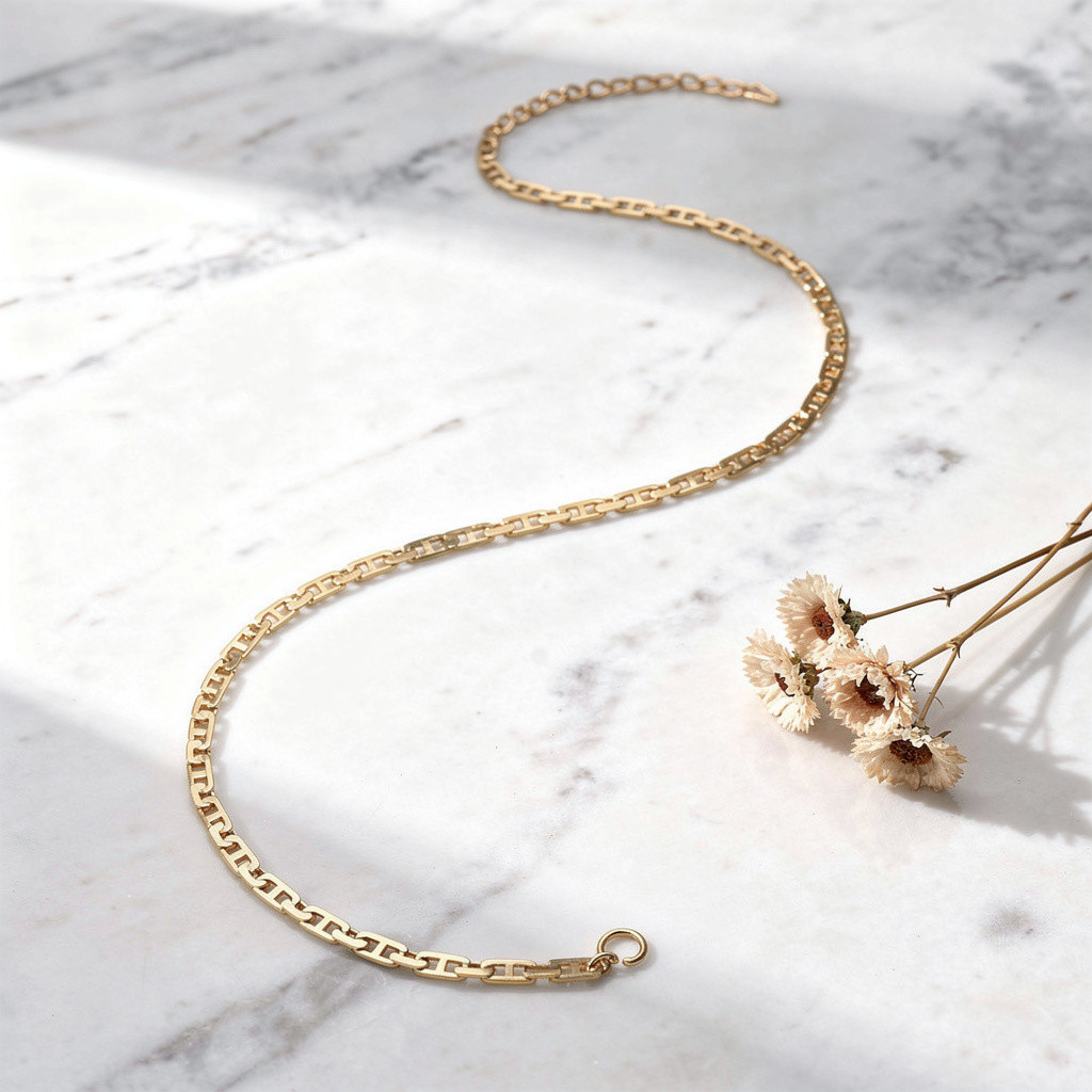 Gold-Tone Mariner Chain Necklace Women Men 19.5 Inch Anchor Link Classic Gift