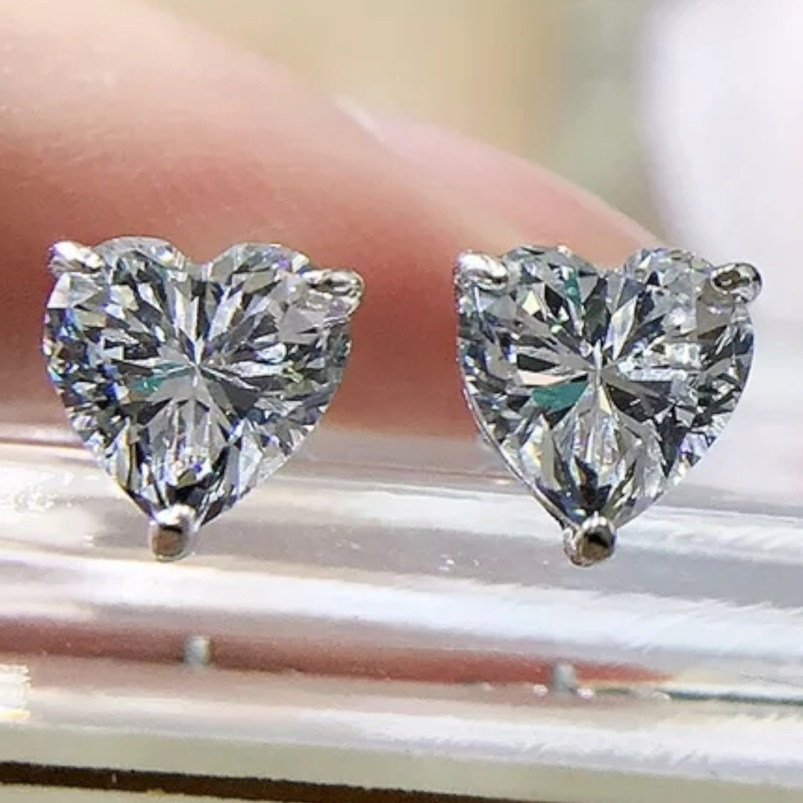 Silver Plated Stud Earrings Round Oval Heart Shape With CZ for Women Men Unisex