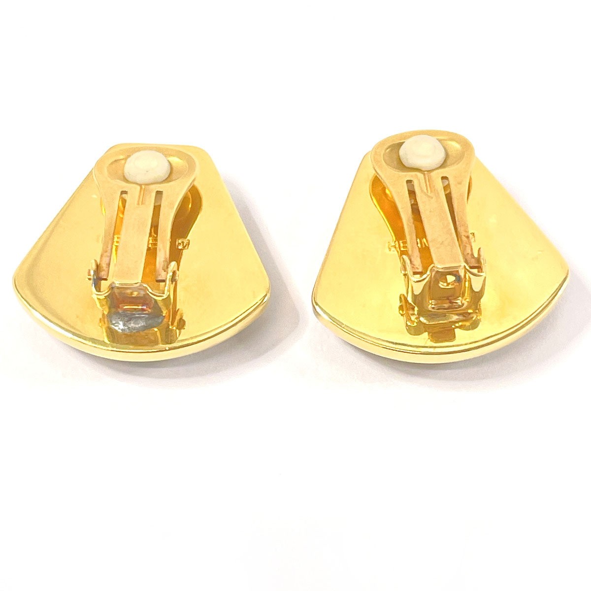 Hermes HERMES Earrings, Enamelware, Metal, Gold/Blue, Clip-On, With Storage Box