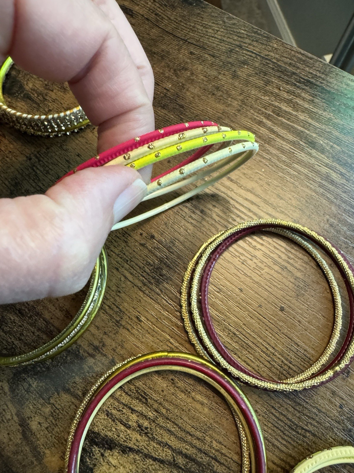 Bundle 60 Indian Bangle Bracelets Mix of Materials and Colors Approx 2.25”