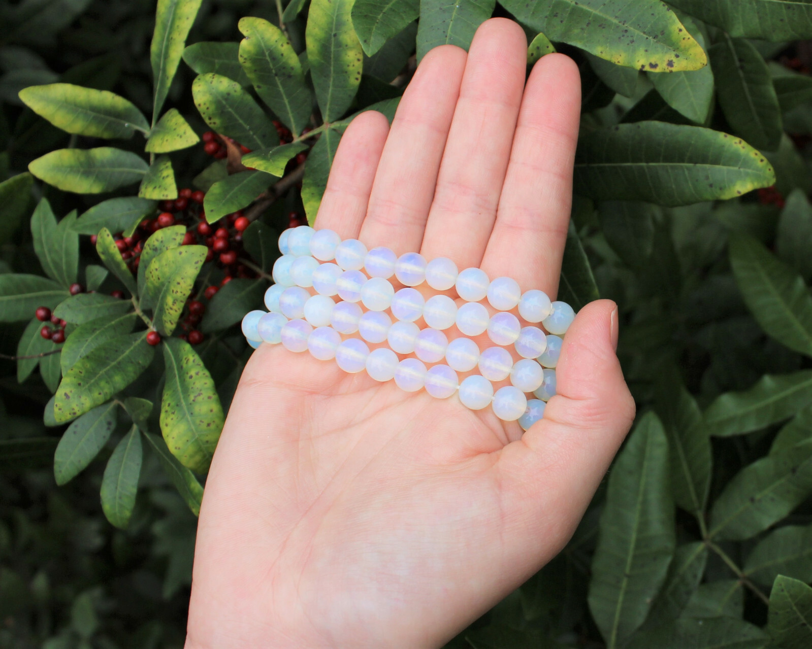 Opalite Bead Bracelet 8 mm Round Crystals (Natural Gemstone Stretch Bracelet)
