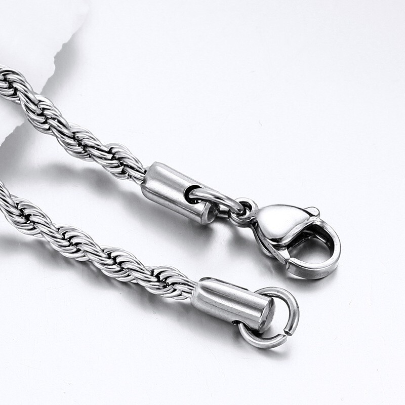 2/3mm 316L Stainless Steel Women Men Rope Chains Necklaces 18/20”